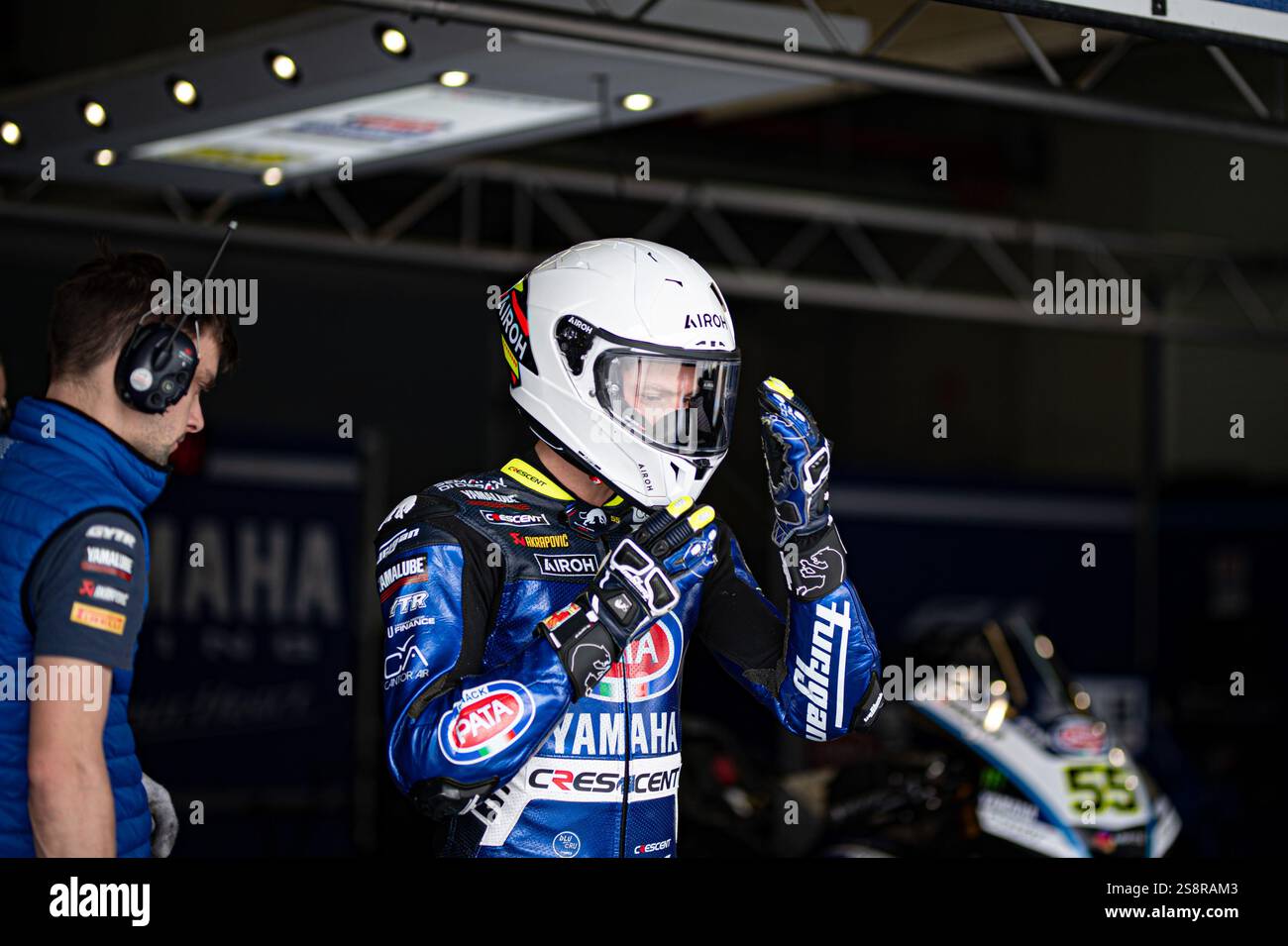 Jerez, Espagne. 23 janvier 2025. 55, Andrea Locatelli, ITA, Yamaha YZF R1, Pata Maxus Yamaha à la boîte lors des essais mondiaux Superbike hiver, du 22 au 23 janvier 2025, sur le circuit de Jerez de la Frontera, à Jerez de la Frontera, Espagne&#XA ; crédit : Agence photo indépendante/Alamy Live News Banque D'Images