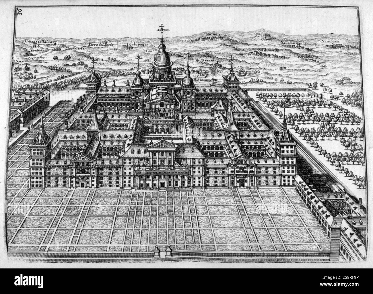 Chateau à Paris France. Illustration de l'architecture du xviie siècle livre 'Architectura Curiosa Nova' 1664, par Bocklern Georgium Banque D'Images