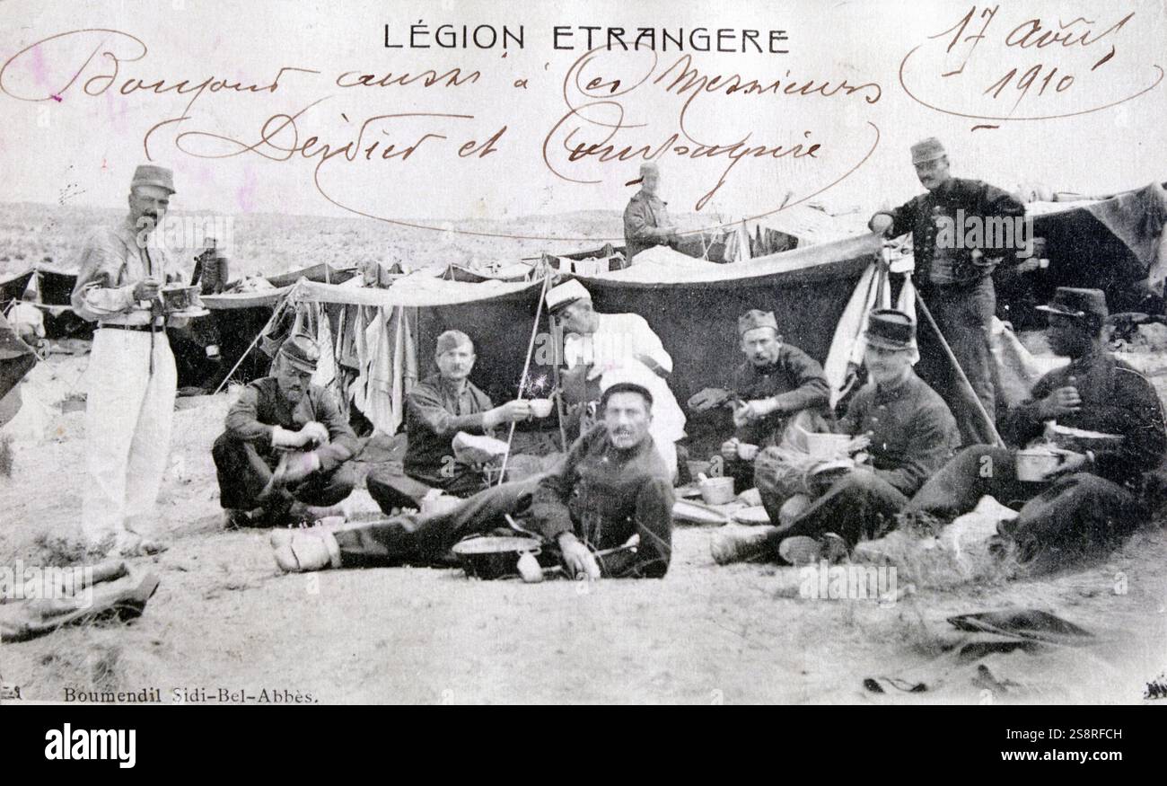 Légion étrangère française, des soldats à un camp sur le terrain en Algérie, 1910 Banque D'Images