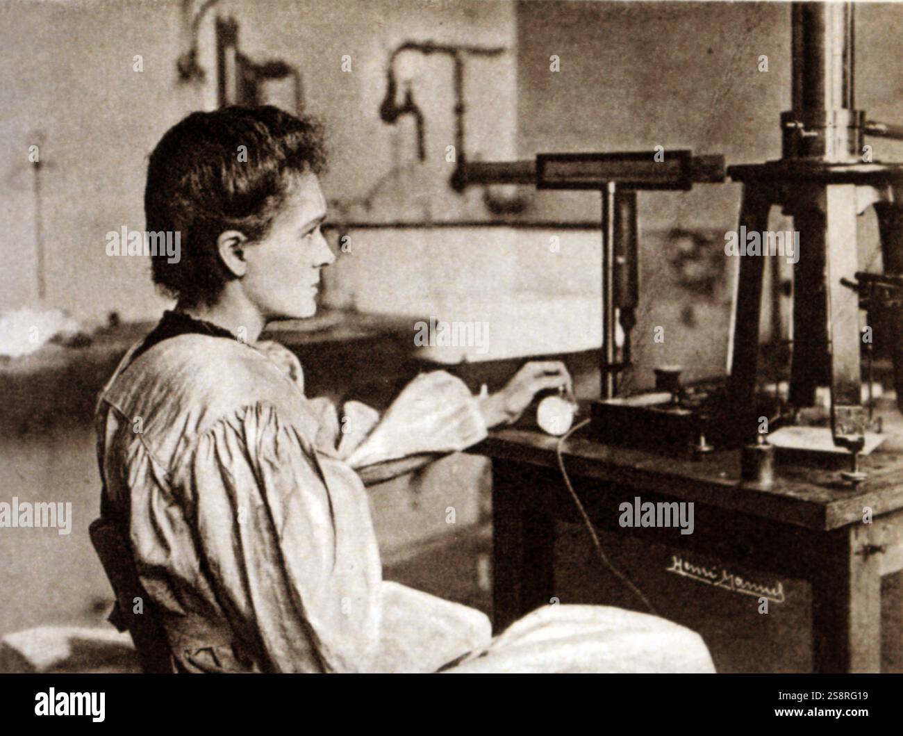 Photographie de Marie Curie (1867-1934) physicienne, chimiste polonaise et naturalisée française et première femme lauréate du prix Nobel. Daté du XIXe siècle Banque D'Images