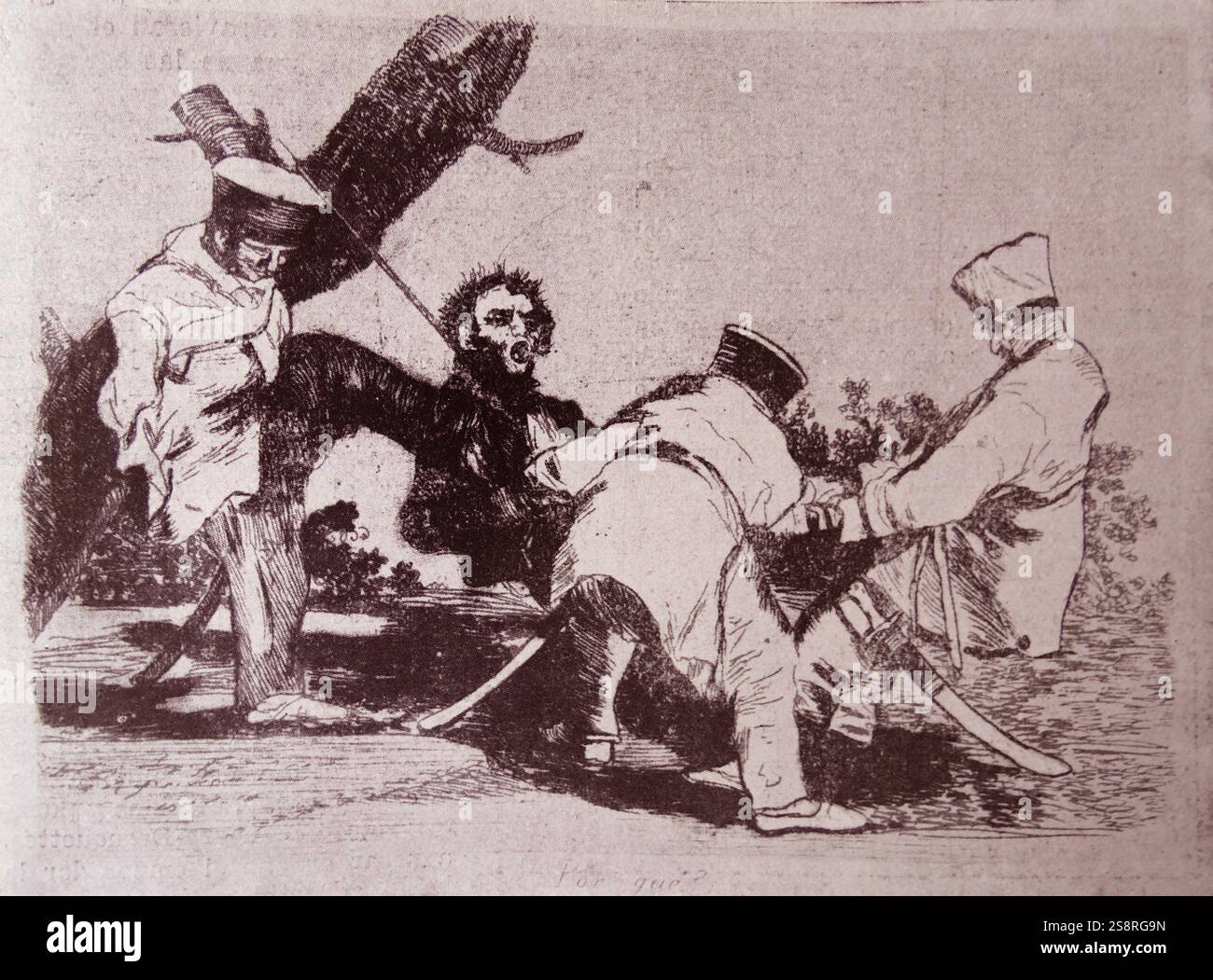 Illustration par Francisco Goya (1746-1828) un peintre romantique espagnol, sur les atrocités de l'invasion napoléonienne de l'Espagne. En date du 19e siècle Banque D'Images