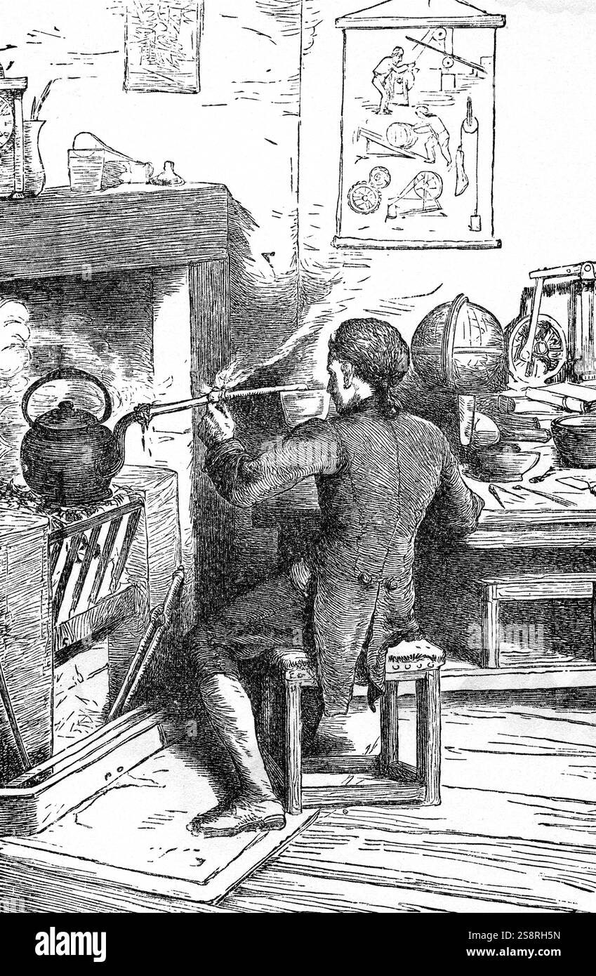 Portrait de James Watt (1736-1819), un inventeur écossais, ingénieur mécanicien, et chimiste. En date du 19e siècle Banque D'Images