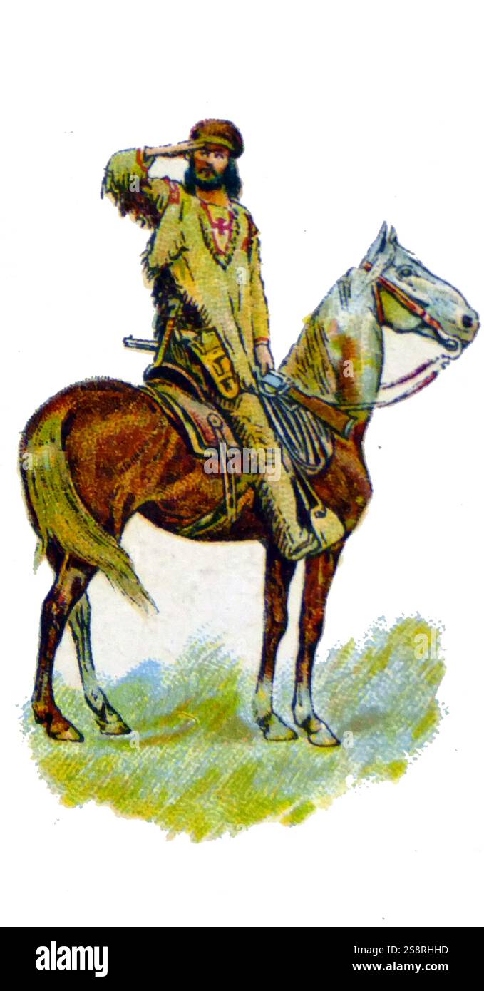 Carte d'entreprise Carte Cigarette Londres 1924 représentant : Louis David Riel (1844 - 1885), homme politique canadien, un des fondateurs de la province du Manitoba, et un leader politique du peuple Métis des prairies canadiennes. Il a dirigé deux mouvements de résistance contre le gouvernement canadien et son premier premier ministre après la Confédération, Sir John A. Macdonald. Riel a cherché à préserver les droits des Métis et de la culture comme leur patrie dans le Nord-Ouest se sont progressivement sous la sphère d'influence. Banque D'Images