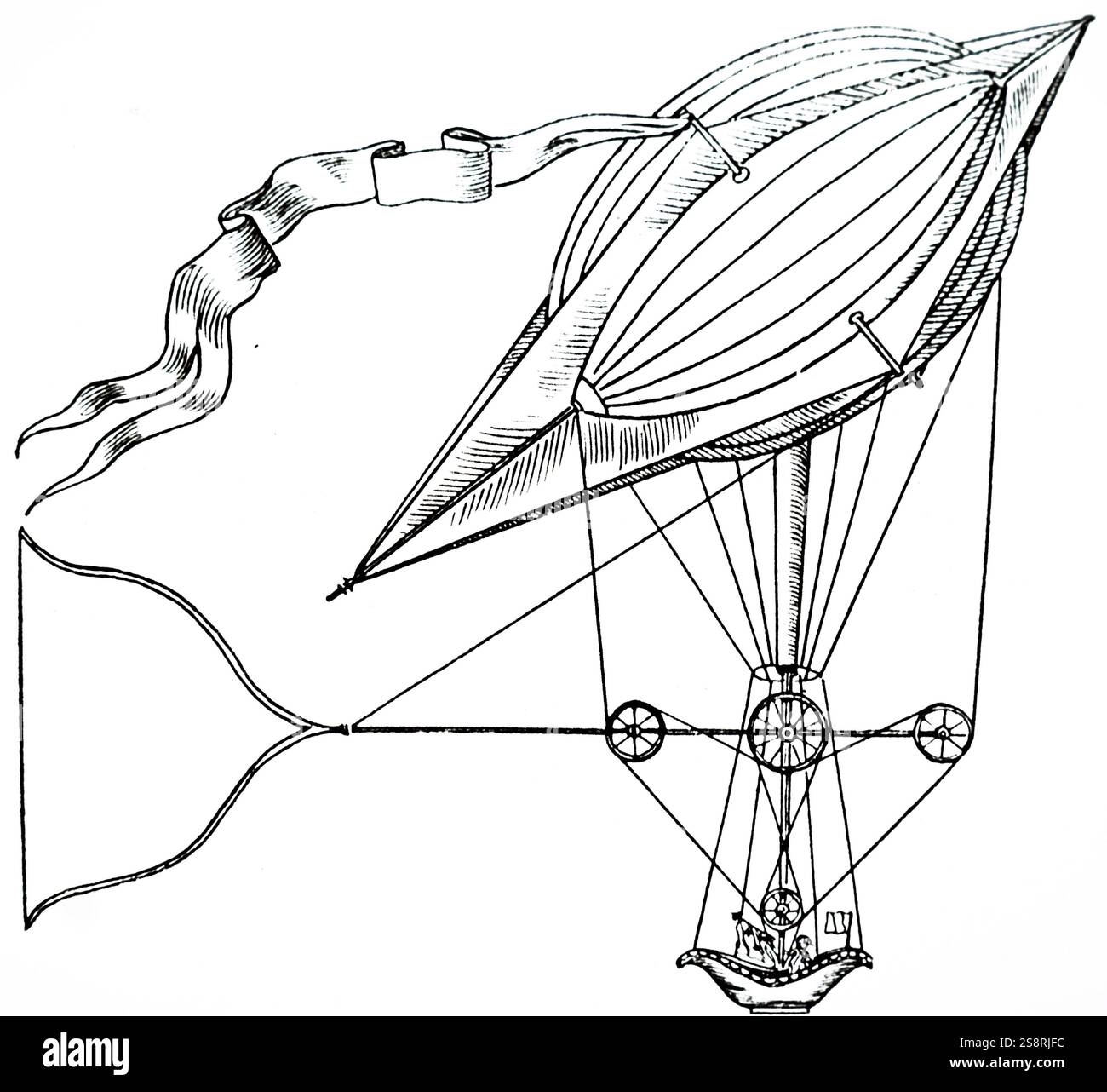 Gravure illustrant le plan de Guile pour un ballon. En date du 19e siècle Banque D'Images
