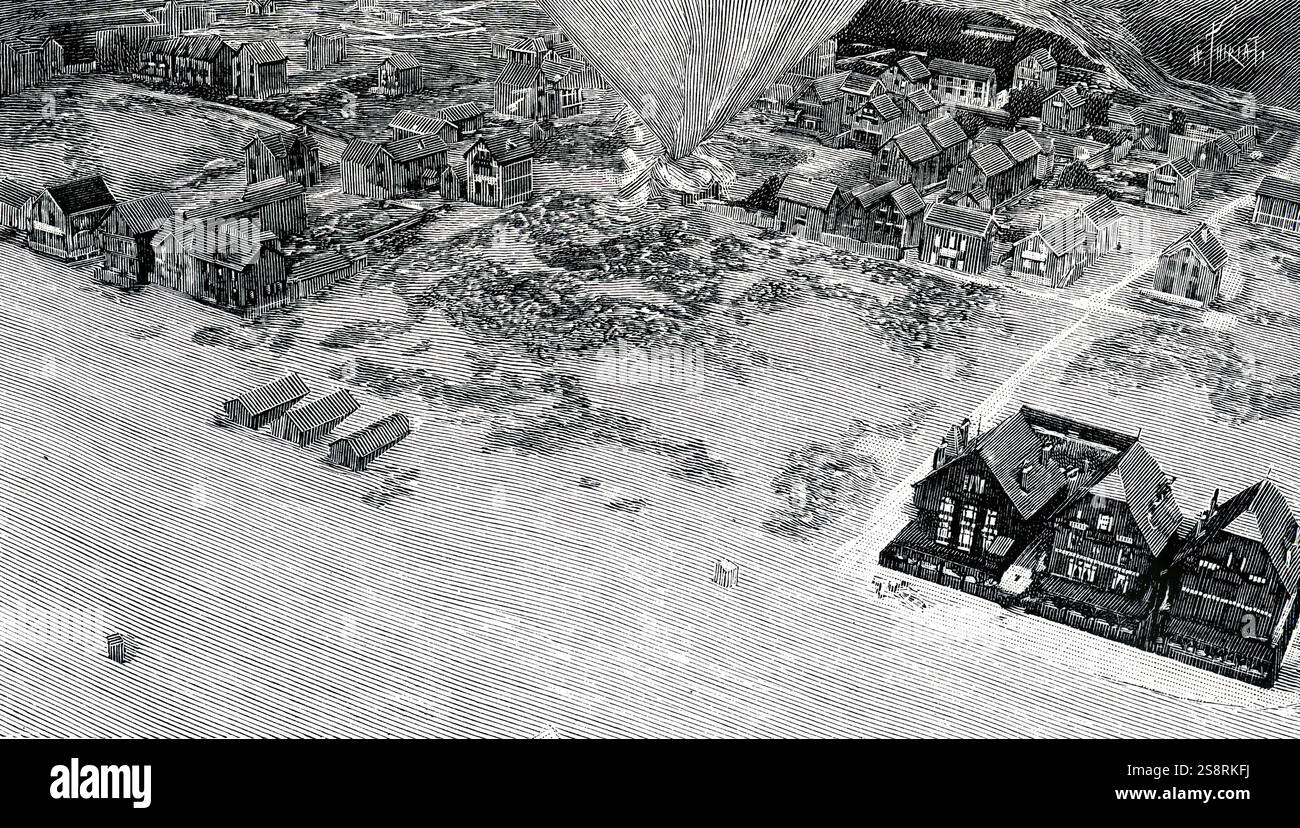 Gravure représentant une photographie prise d'Émile Wenz (1863-1940) est un photographe français et pionnier de la photographie aérienne, transport de l'appareil photo cerf-volant. En date du 19e siècle Banque D'Images