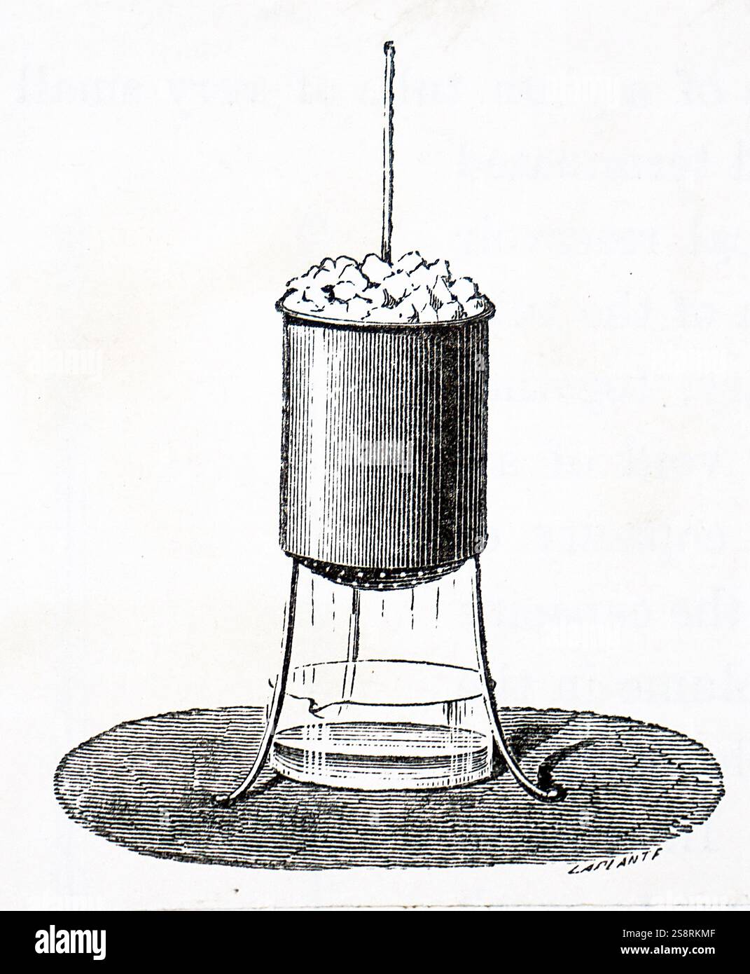 Gravure représentant un étalonnage d'un thermomètre à mercure à point d'ébullition de l'eau à la pression atmosphérique normale. En date du 19e siècle Banque D'Images