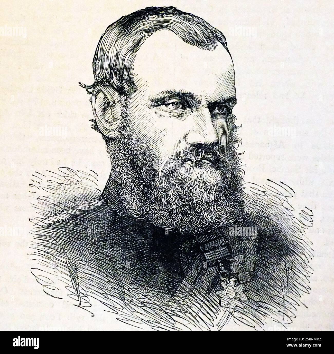 Portrait gravé du Général Sir Samuel James Browne (1824-1901), un officier de cavalerie de l'armée indienne britannique en Inde et en Afghanistan. En date du 19e siècle Banque D'Images