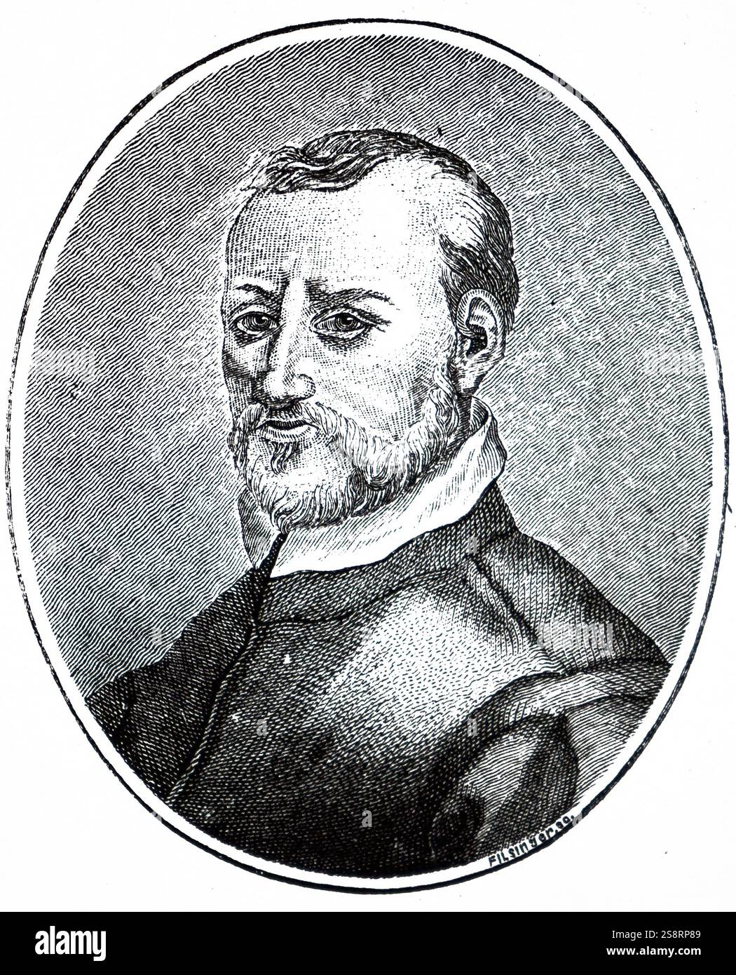 Portrait de Giovanni Pierluigi da Palestrina (1525-1594), un compositeur italien de la renaissance de la musique sacrée et représentant de l'école romaine de la composition musicale. En date du 16e siècle Banque D'Images