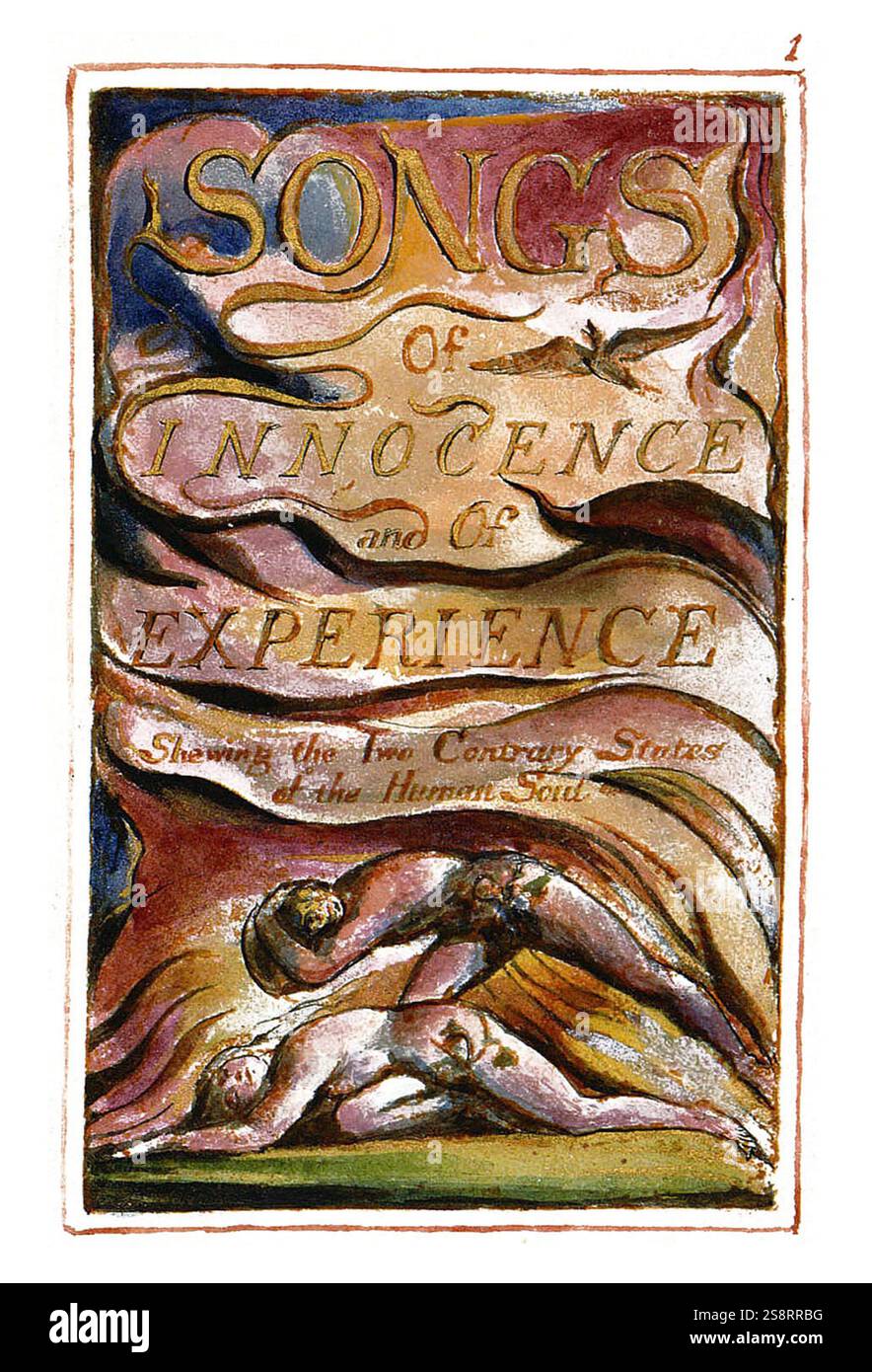 Chansons d’innocence et d’expérience, montrant les deux états contraires de l’âme humaine, 1794. Par William Blake (1757-1827). Imprimé en marron, orange ou vert sur 30 feuilles, à partir de planches contenant du texte et des illustrations Banque D'Images