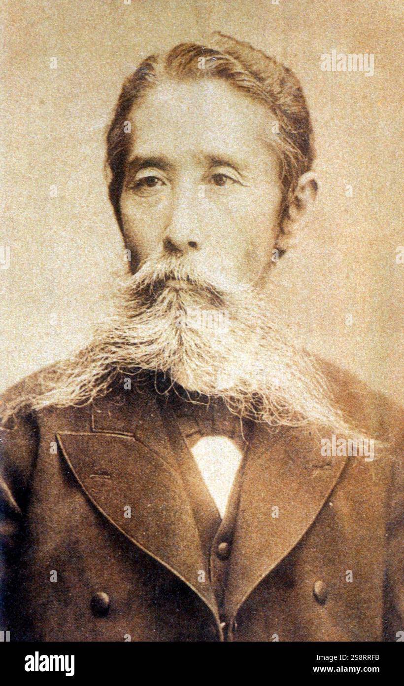 Le comte Itagaki Taisuke (21 mai 1837 - 16 juillet 1919) est un soldat japonais, homme politique et dirigeant du mouvement pour la liberté et les droits du peuple (Jiyu Minken Undo), qui est devenu le premier parti politique japonais. Son image figure sur le billet de 1953 100 yens du Japon Banque D'Images