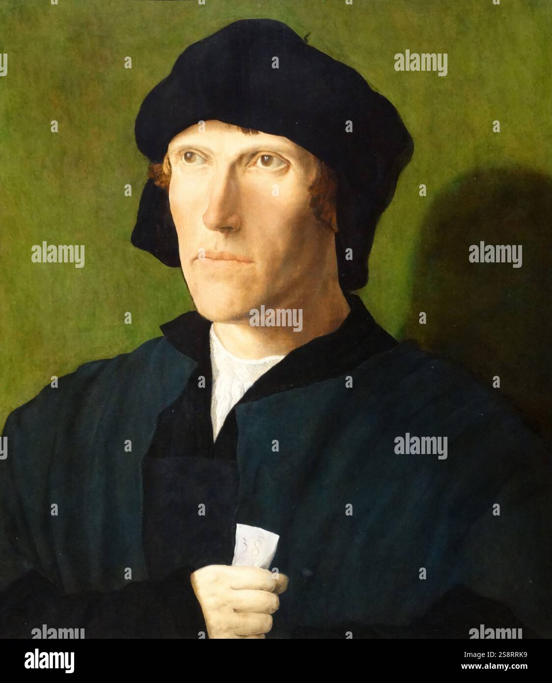 Tableau intitulé 'Un homme âgé de 38 ans' par Lucas van Leyden (1494-1533) peintre et graveur néerlandais. xvie siècle Banque D'Images