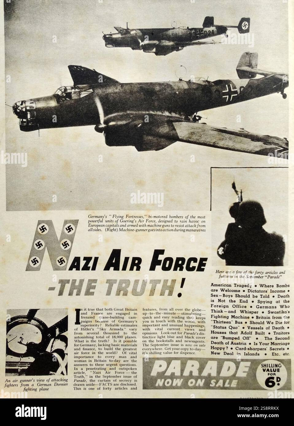 Forteresses volantes allemandes, bombardiers bimoteurs de l'armée de l'air de Goering pendant la Guerre mondiale II Hermann Wilhelm Göring (12 janvier 1893 - 15 octobre 1946) est un homme politique allemand, chef militaire et criminel de guerre Banque D'Images