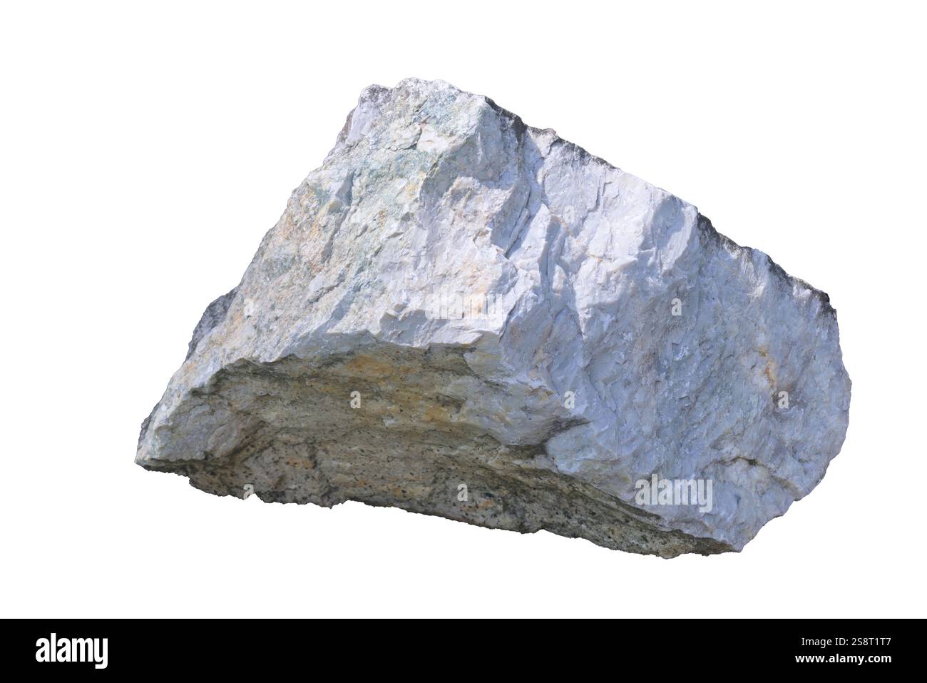 Natural Stone Boulder. Gros morceau de pierre isolé sur blanc. Le type de pierre est calcaire. Banque D'Images