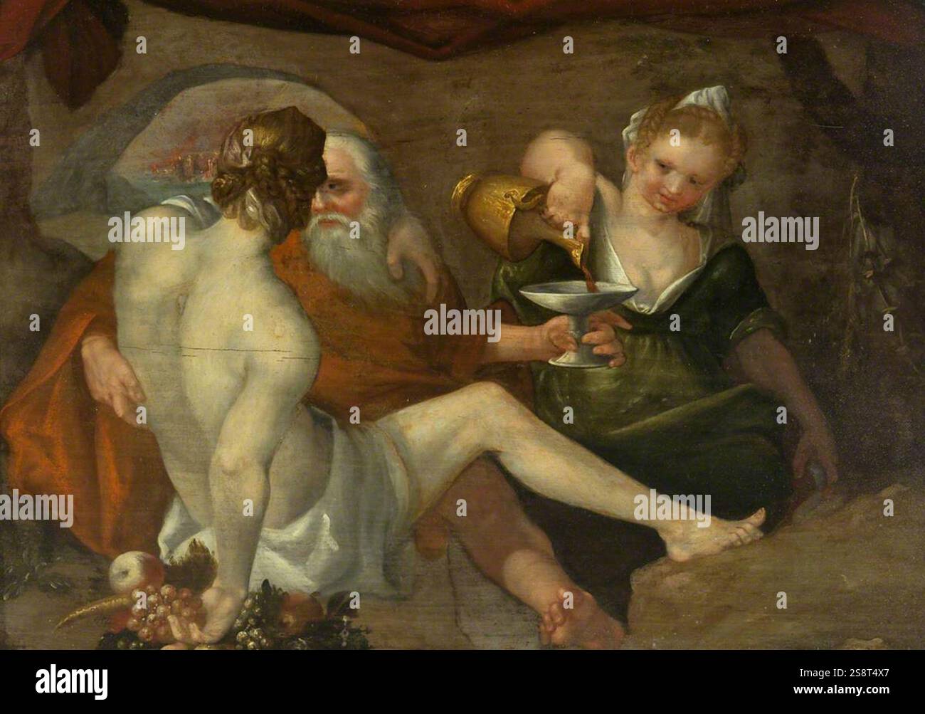 Lot et ses filles attribués à Adam van Noort Banque D'Images