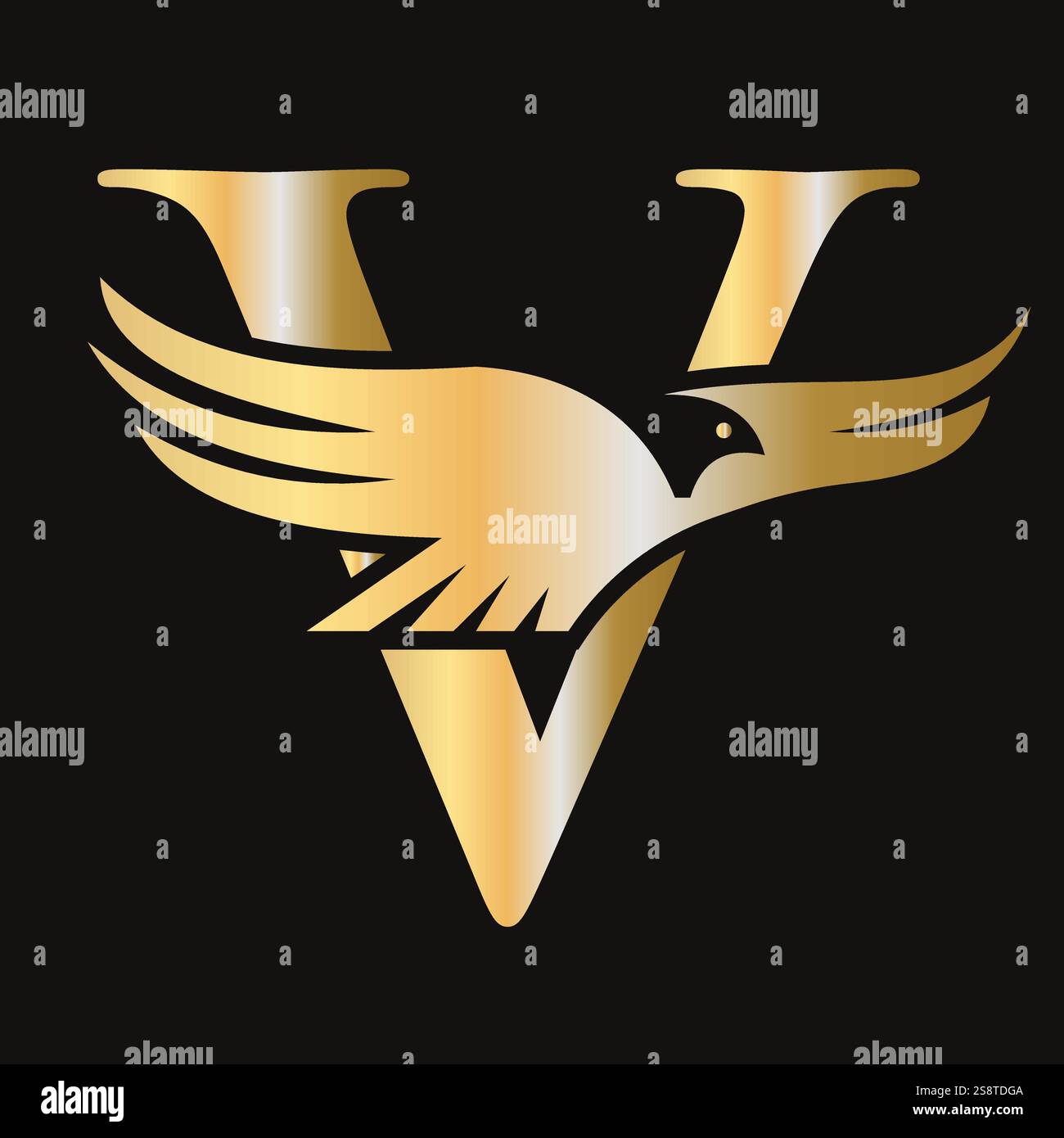 Lettre initiale V Flying Eagle logo concept pour l'icône de vitesse et le symbole de transport vecteur signe Illustration de Vecteur