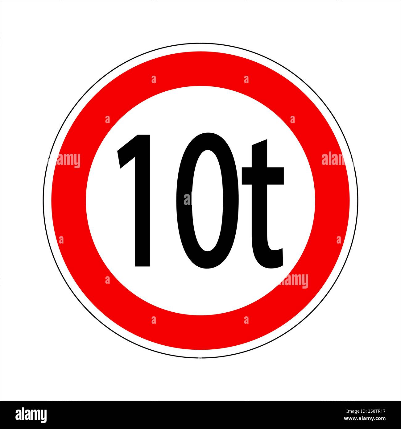 Panneau de circulation circulaire rouge et blanc indiquant une limite de poids, important pour la sécurité routière et les règlements de transport Illustration de Vecteur