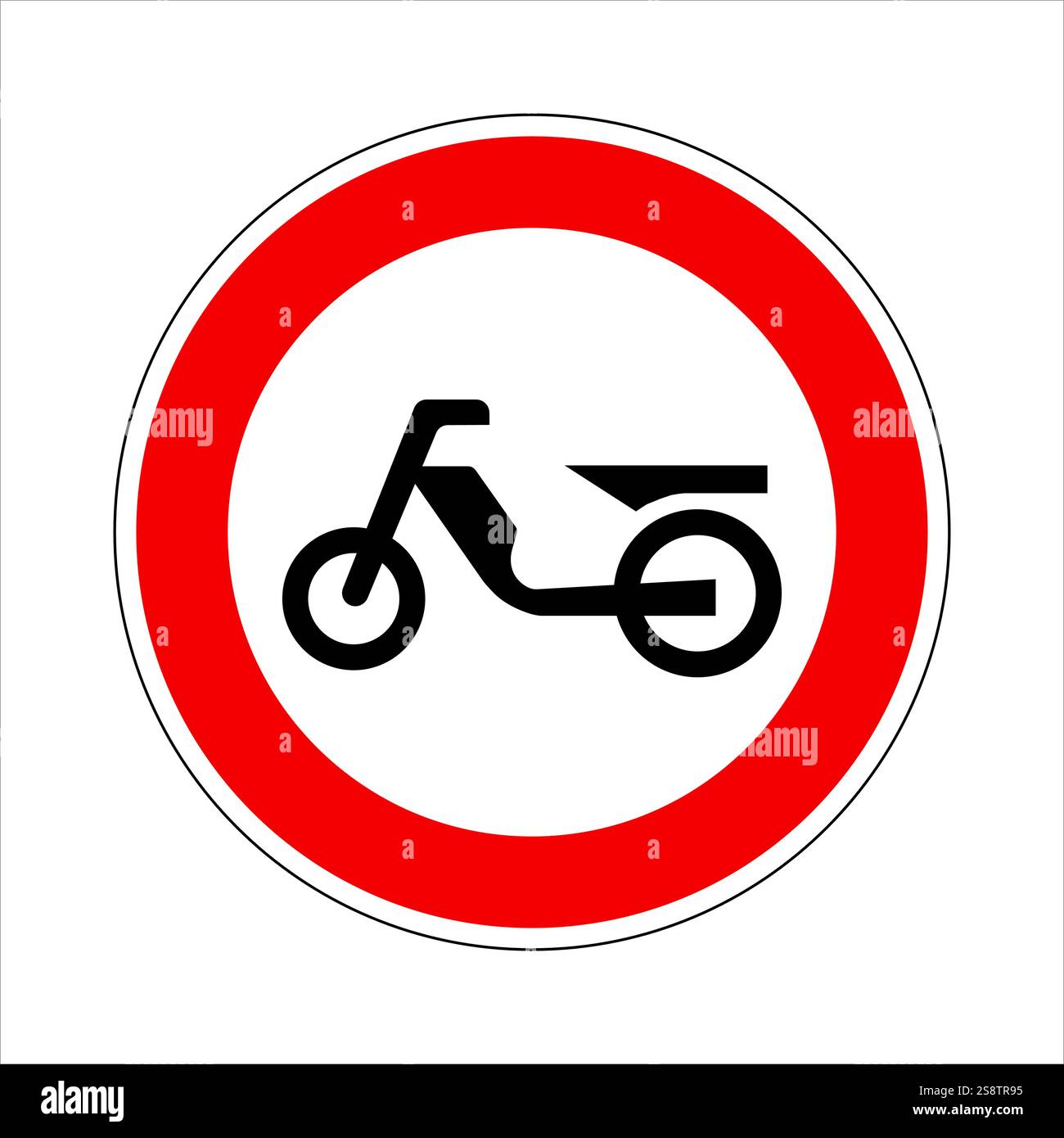 Panneau rouge circulaire interdisant les motocyclettes, mettant l'accent sur la sécurité routière et les règles de circulation pour les deux-roues motorisés Illustration de Vecteur