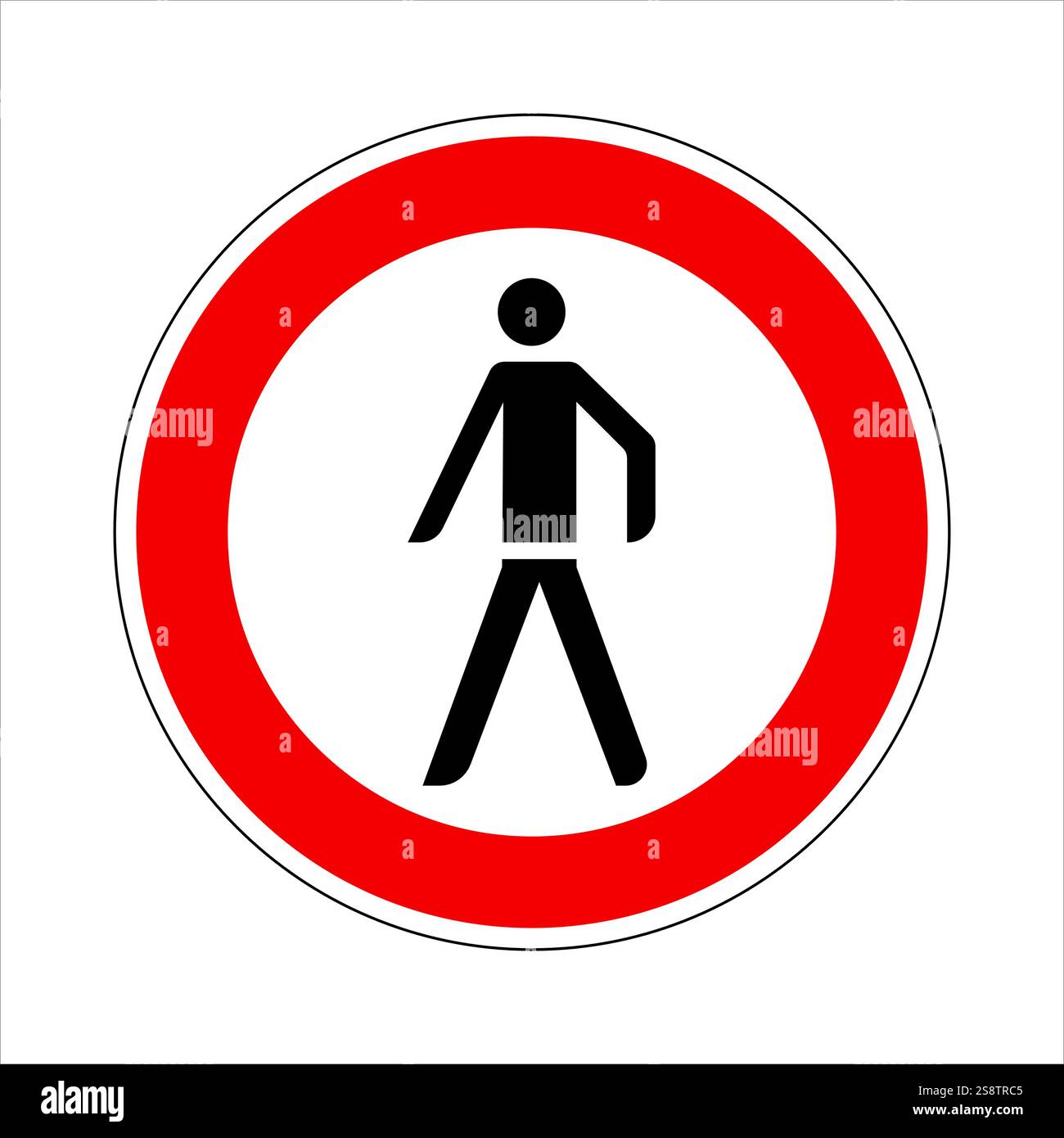 Aucun piéton n'a autorisé des panneaux de signalisation interdisant la marche des gens, avec un chiffre noir à l'intérieur du cercle rouge sur fond blanc Illustration de Vecteur