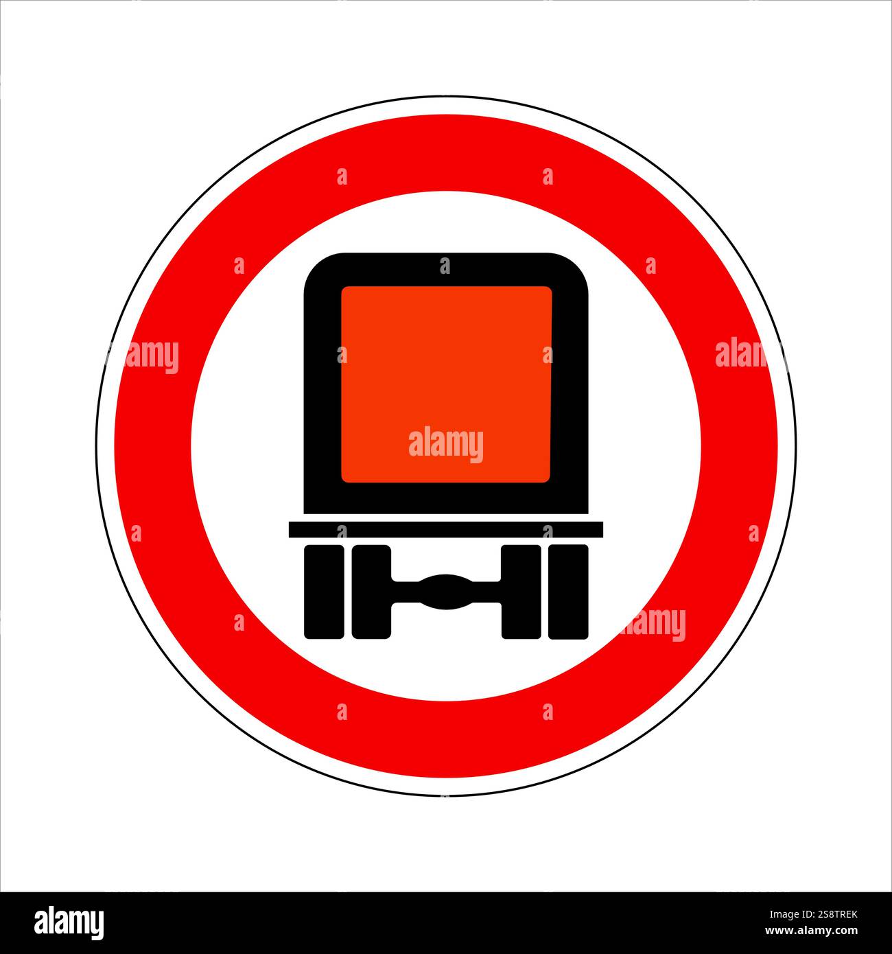 Panneau rond interdisant le passage des camions, avec une bordure rouge et un fond blanc Illustration de Vecteur