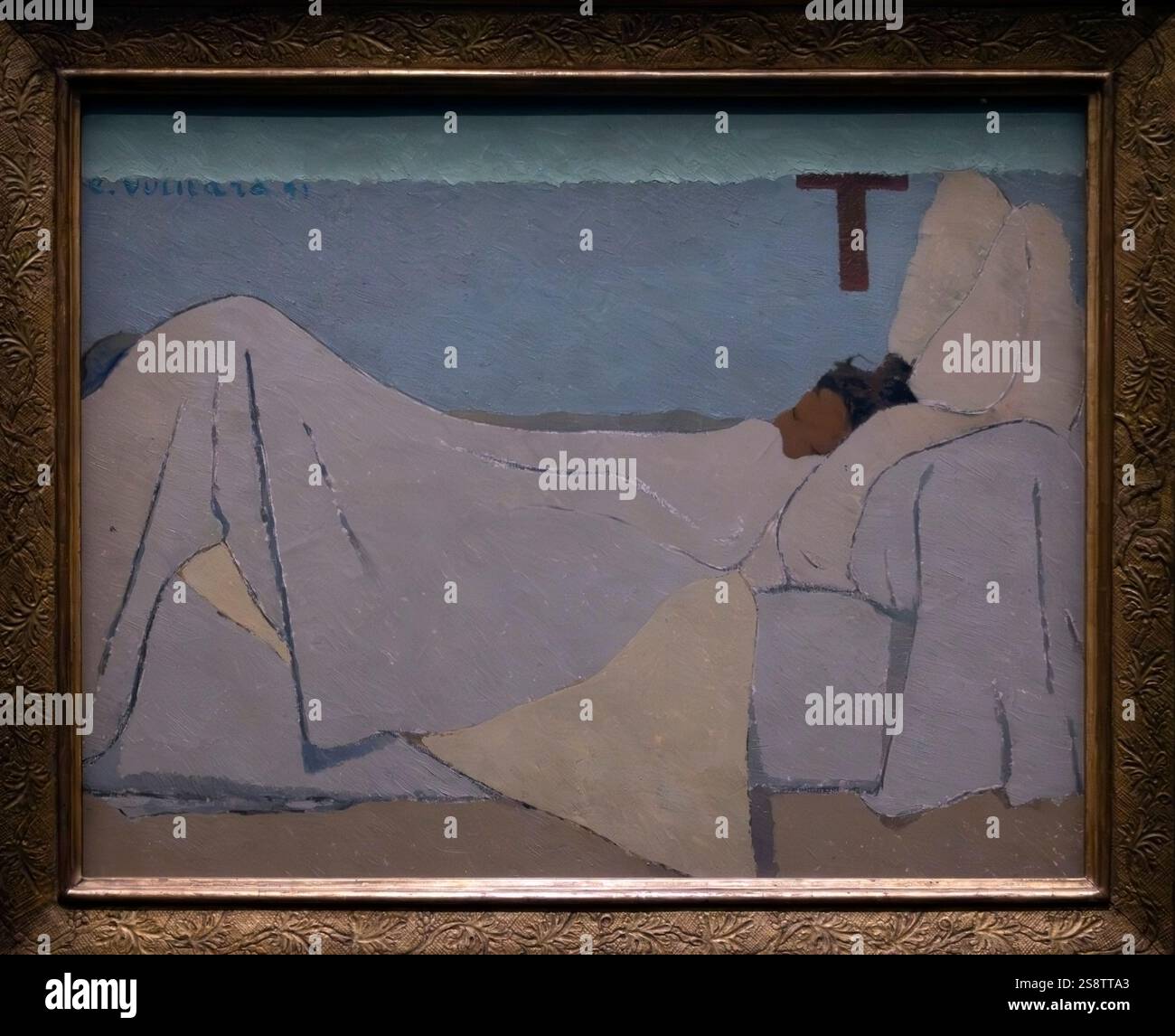 Au lit 1891 huile sur toile peignant dans le cadre par Edouard Viuillard au Musée d'Orsay, Paris, France Banque D'Images