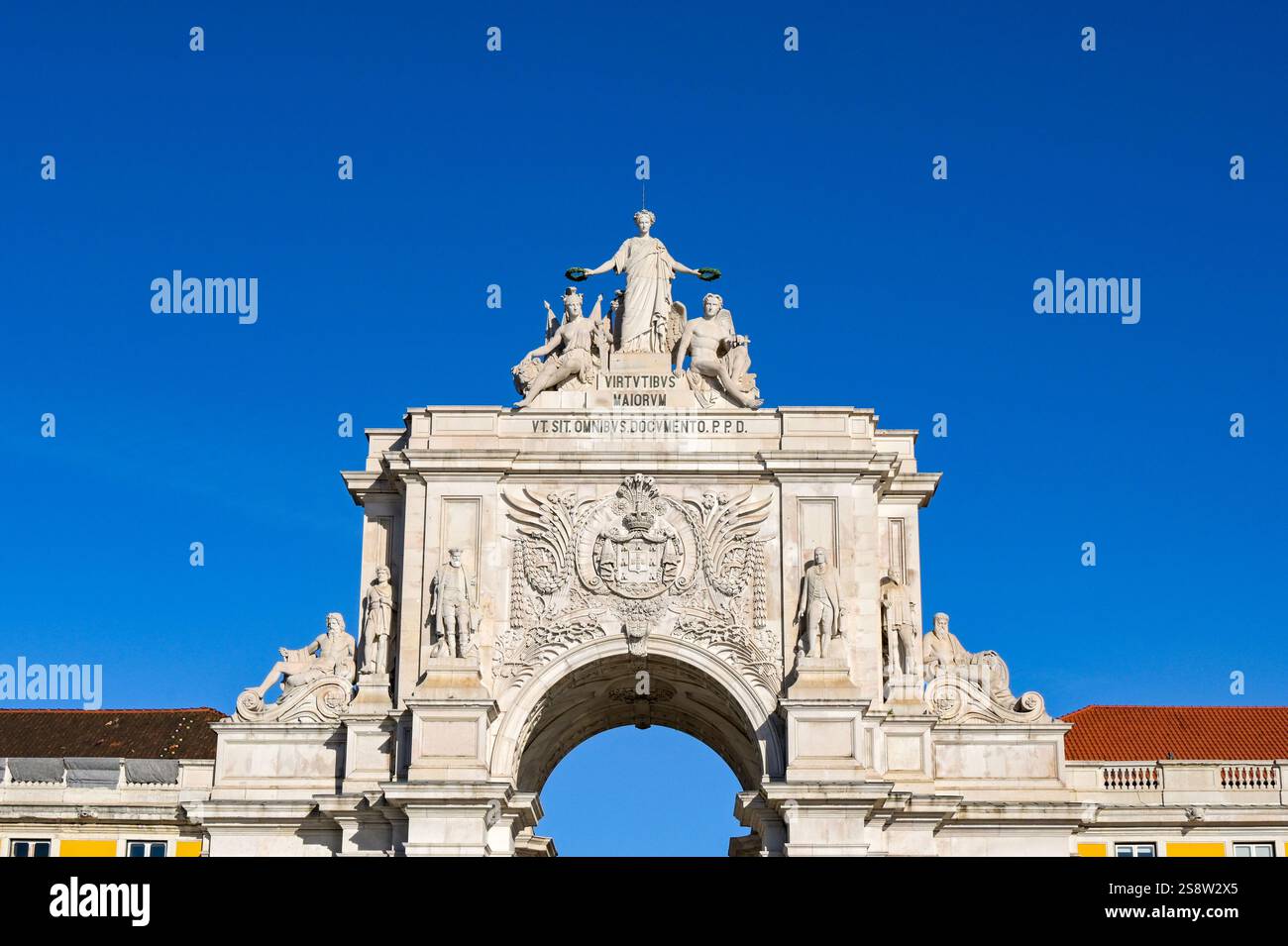 Lisbonne, Portugal, Europe - 13 janvier 2025 : vue panoramique de l'Arc de Rua Augusta à Lisbonne Banque D'Images