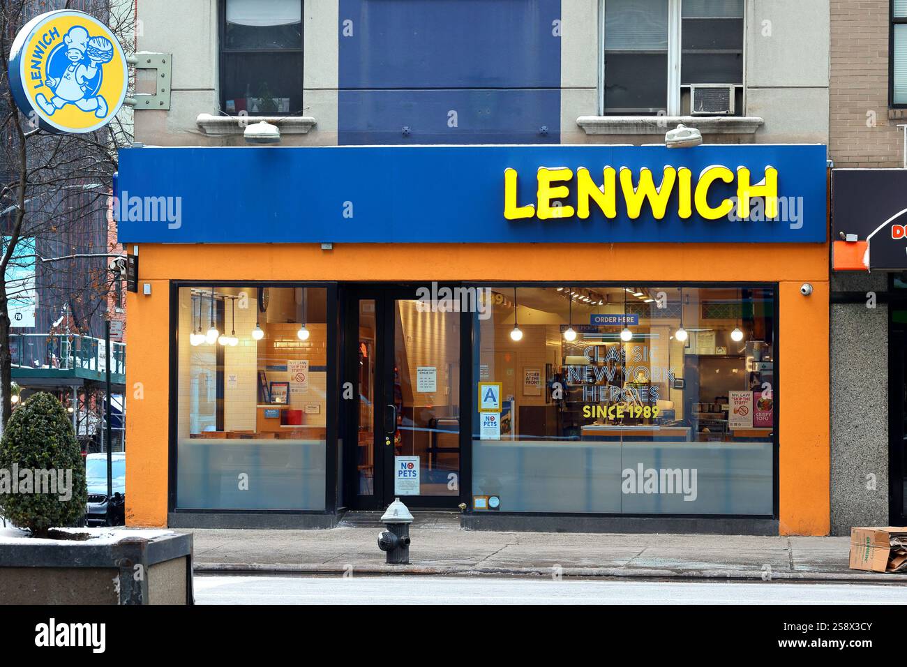 Lenwich, 459 Park Ave S, New York, NYC vitrine photo d'un magasin de bagels à Midtown Manhattan. Banque D'Images