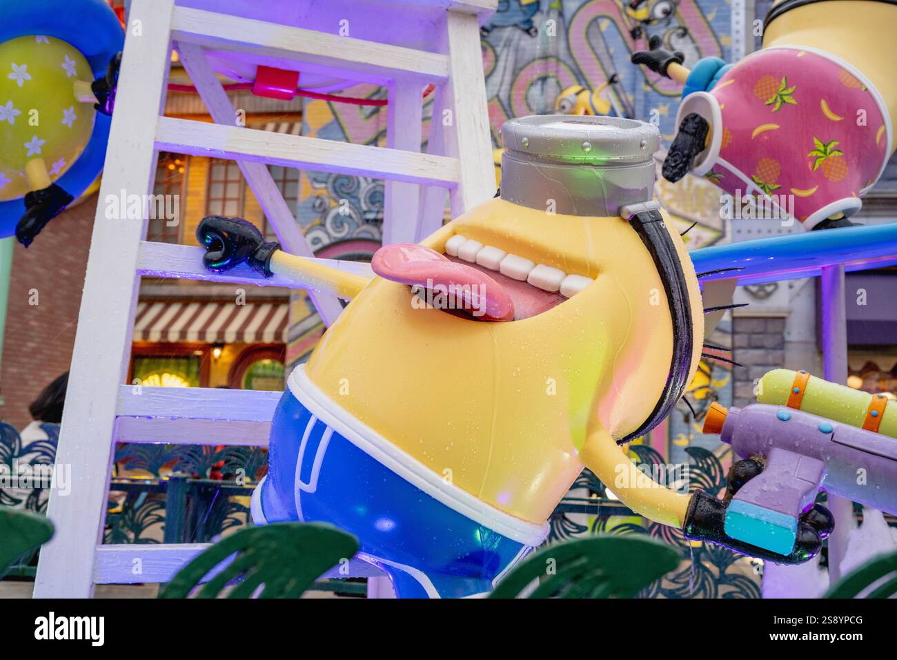 Osaka, Japon - 9 janvier 2024 : Minion Park dans Universal Studios JAPAN. Universal Studios JAPAN est un parc à thème situé à Osaka. Banque D'Images