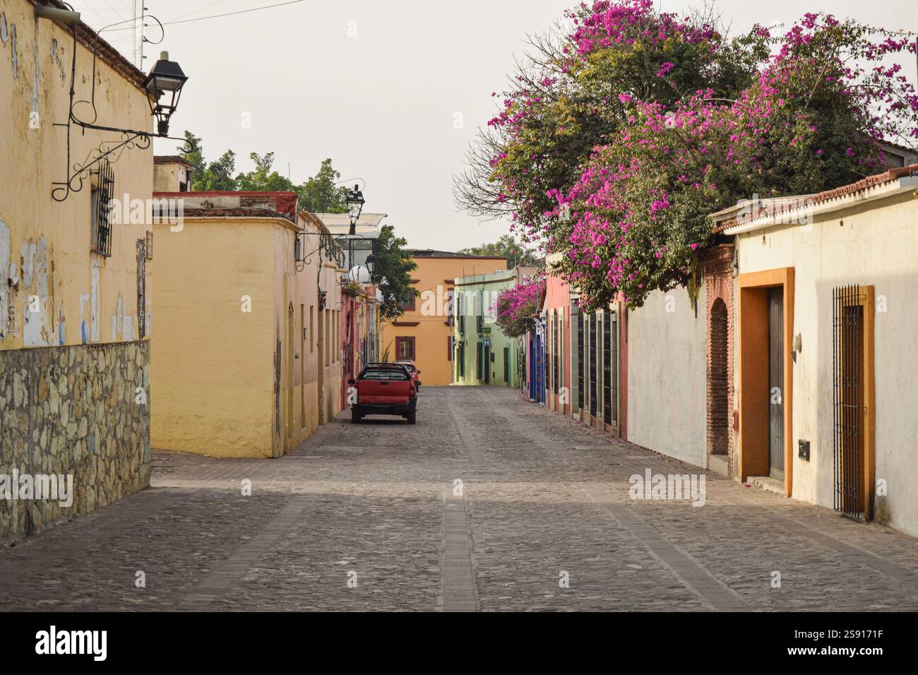 Oaxaca, rues pittoresques colorées dans le centre historique de teh ville Banque D'Images