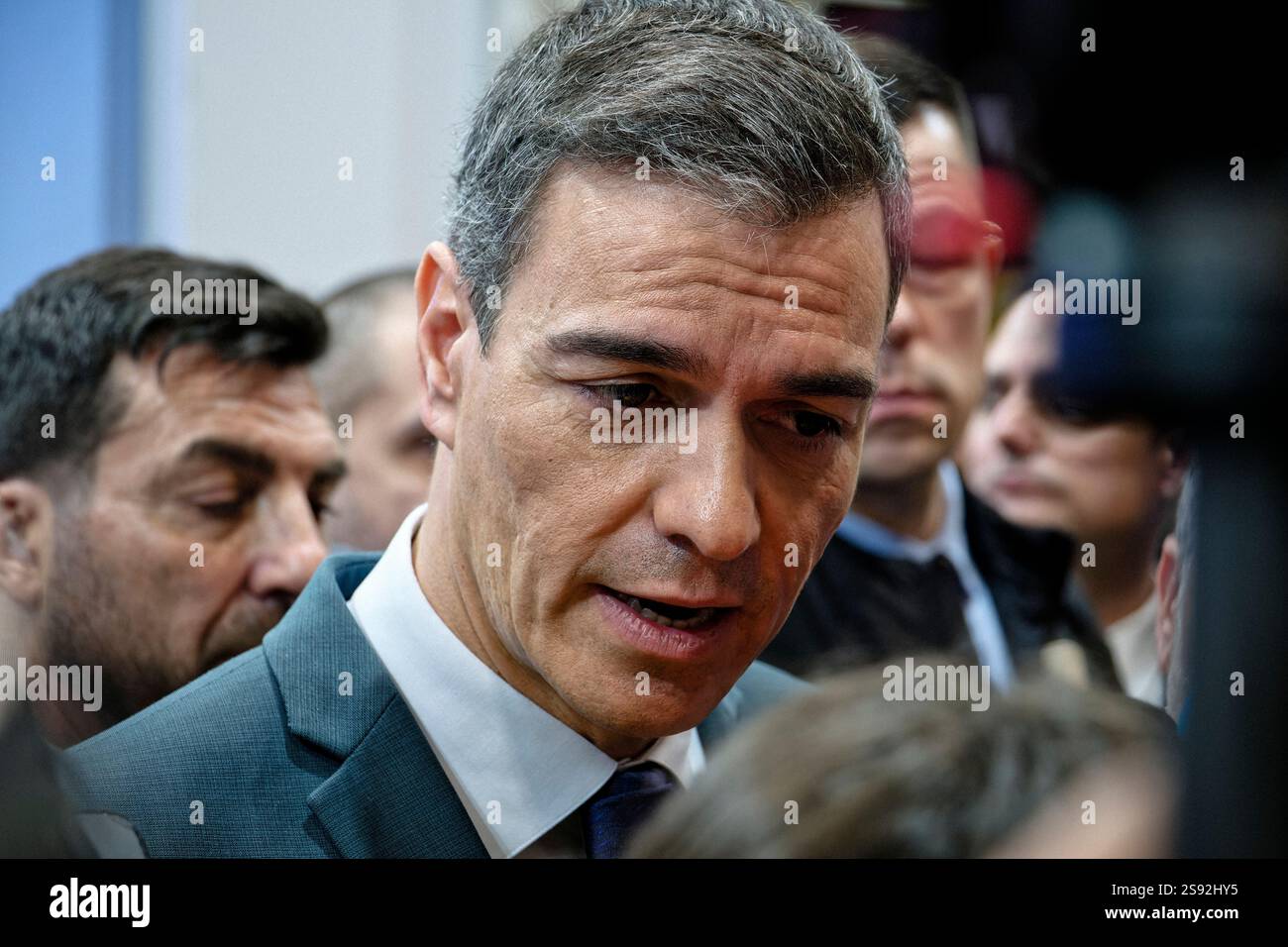 Madrid, Espagne. 24 janvier 2025. FITUR la Foire internationale du Tourisme d'Espagne 2025. Pedro Sanchez Perez-Castejon, actuellement président du gouvernement espagnol. IFEMA, Madrid, Espagne. Crédit : EnriquePSans/Alamy Live News Banque D'Images