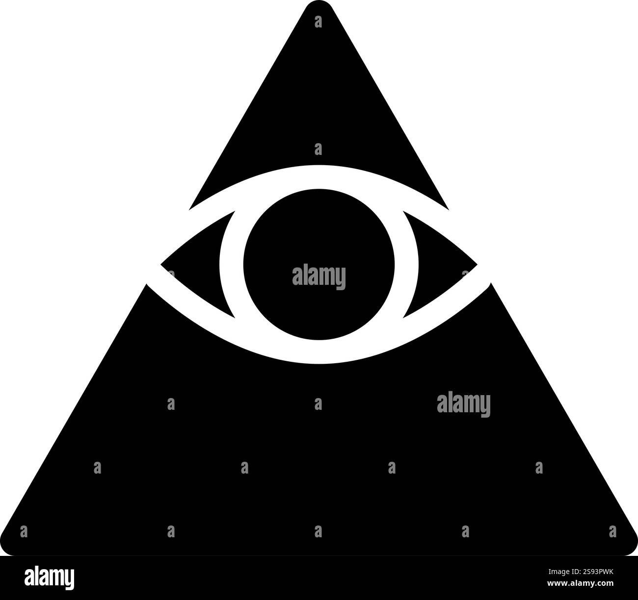 Kao donner à tous les yeux de voir dans la pyramide dans le triangle Illuminati symbole maçonnique icône couleur noire illustration vectorielle image plat style simple Illustration de Vecteur