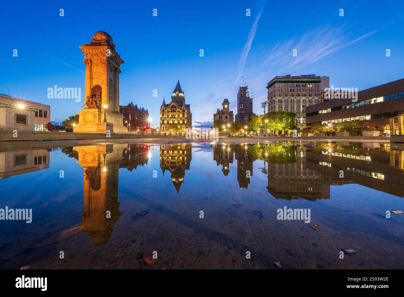 Syracuse, New York, États-Unis paysage urbain du centre-ville à Clinton Square. Banque D'Images