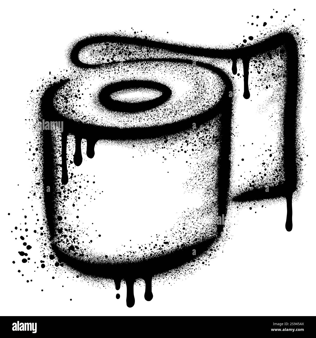 Graffiti en rouleau de tissu avec peinture noire en aérosol. illustration vectorielle. Illustration de Vecteur