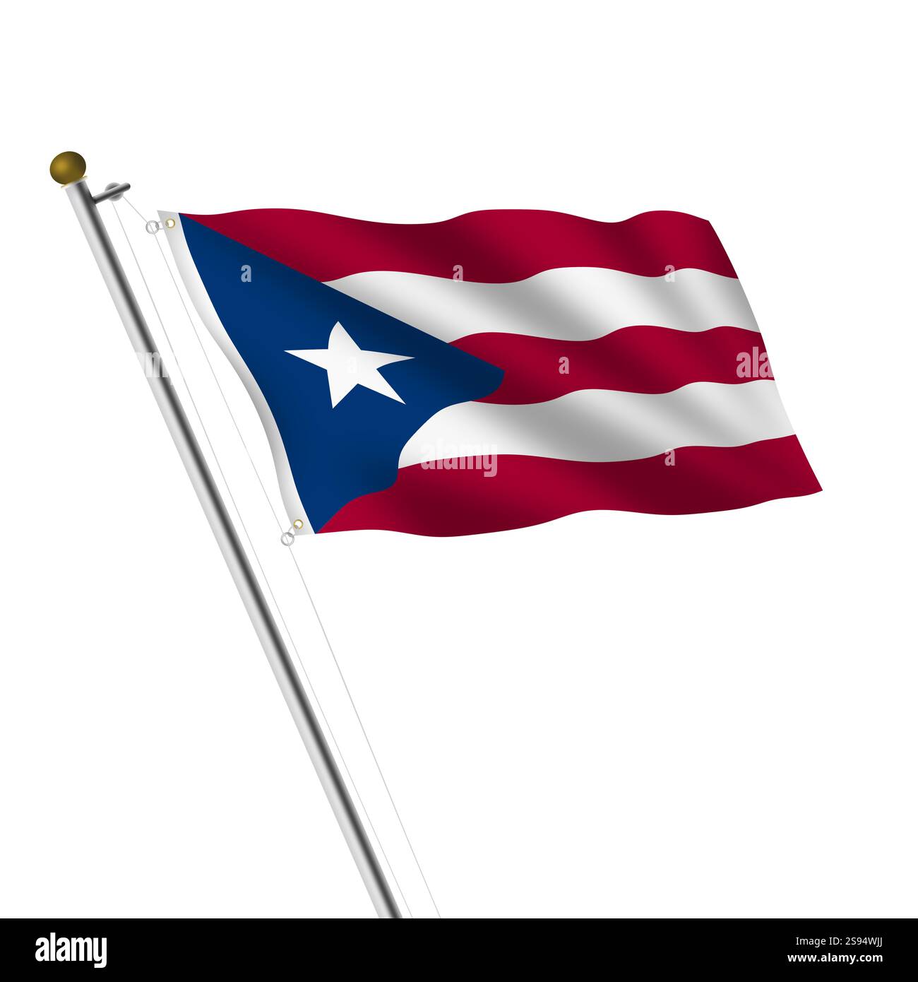 Mât de drapeau de Porto Rico avec chemin de clipsage Banque D'Images