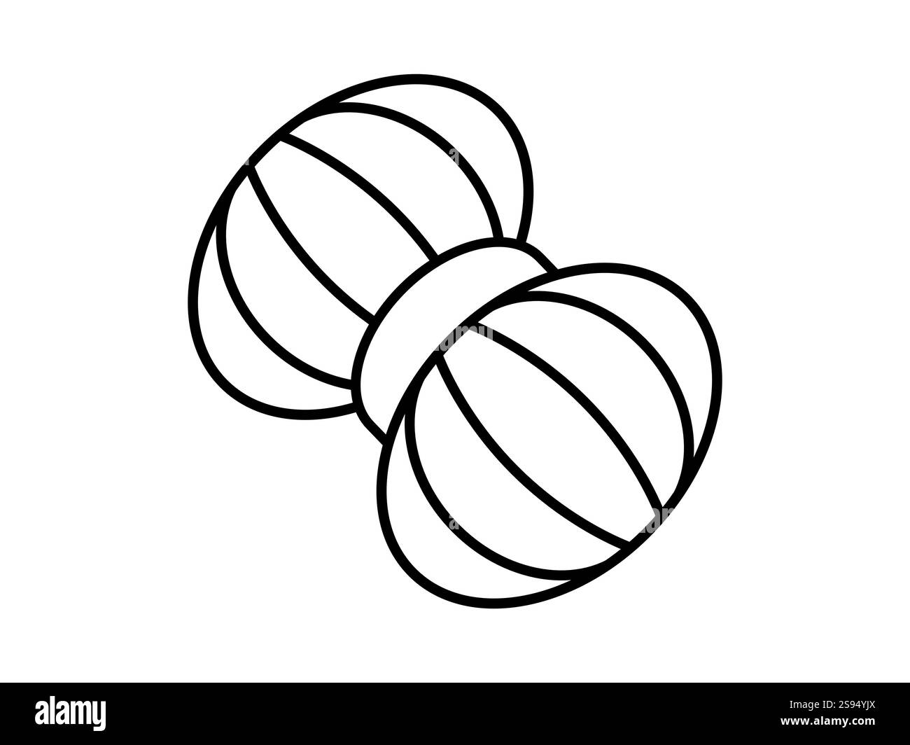 L'illustration d'une boule de laine dessinée au crayon. L'icône peut être imprimée sur un tissu pour montrer qu'il est fait de laine. Banque D'Images