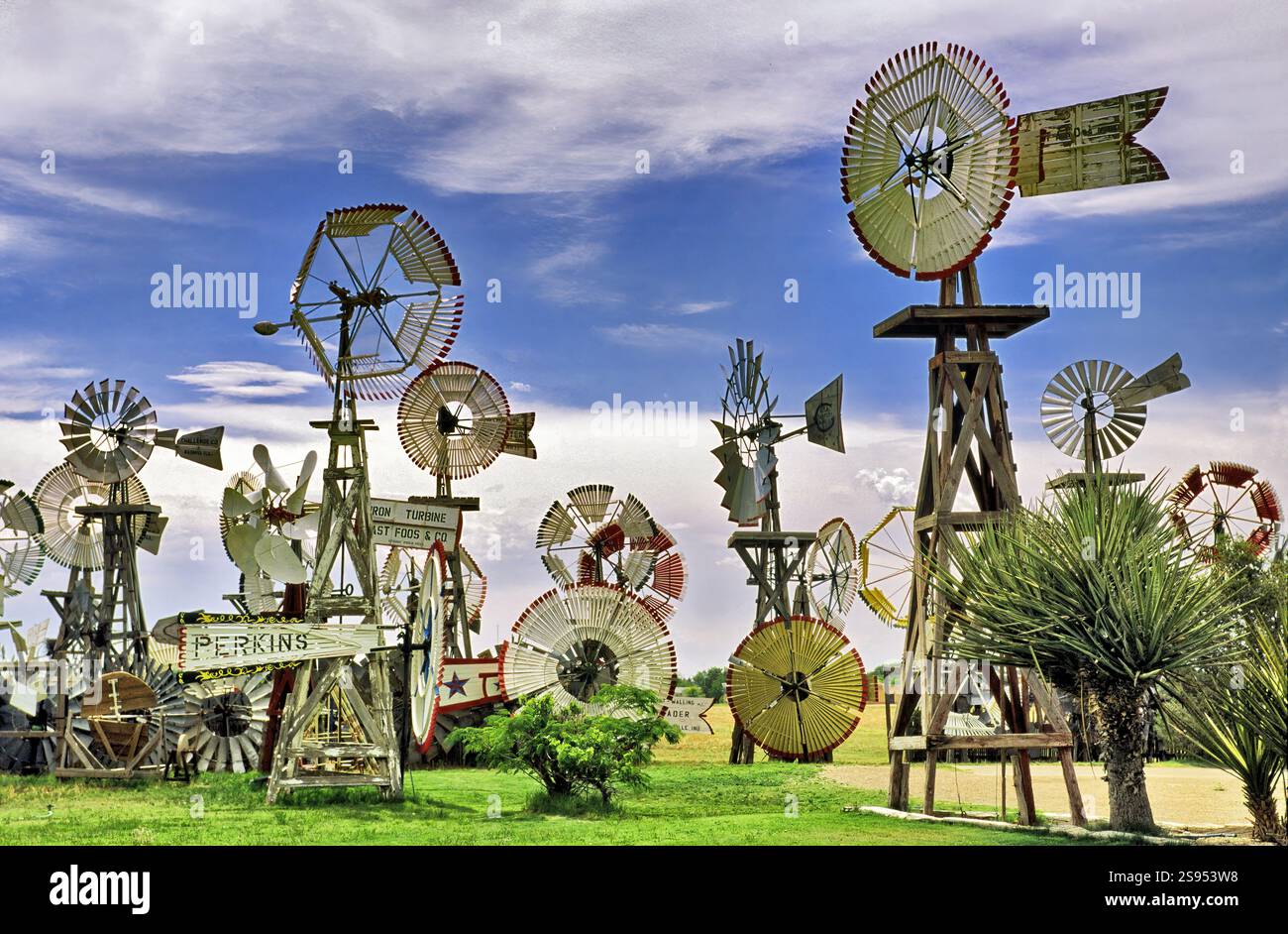 Dalley Windmill Museum, collection de moulins à vent à Portales, Nouveau-Mexique, États-Unis Banque D'Images