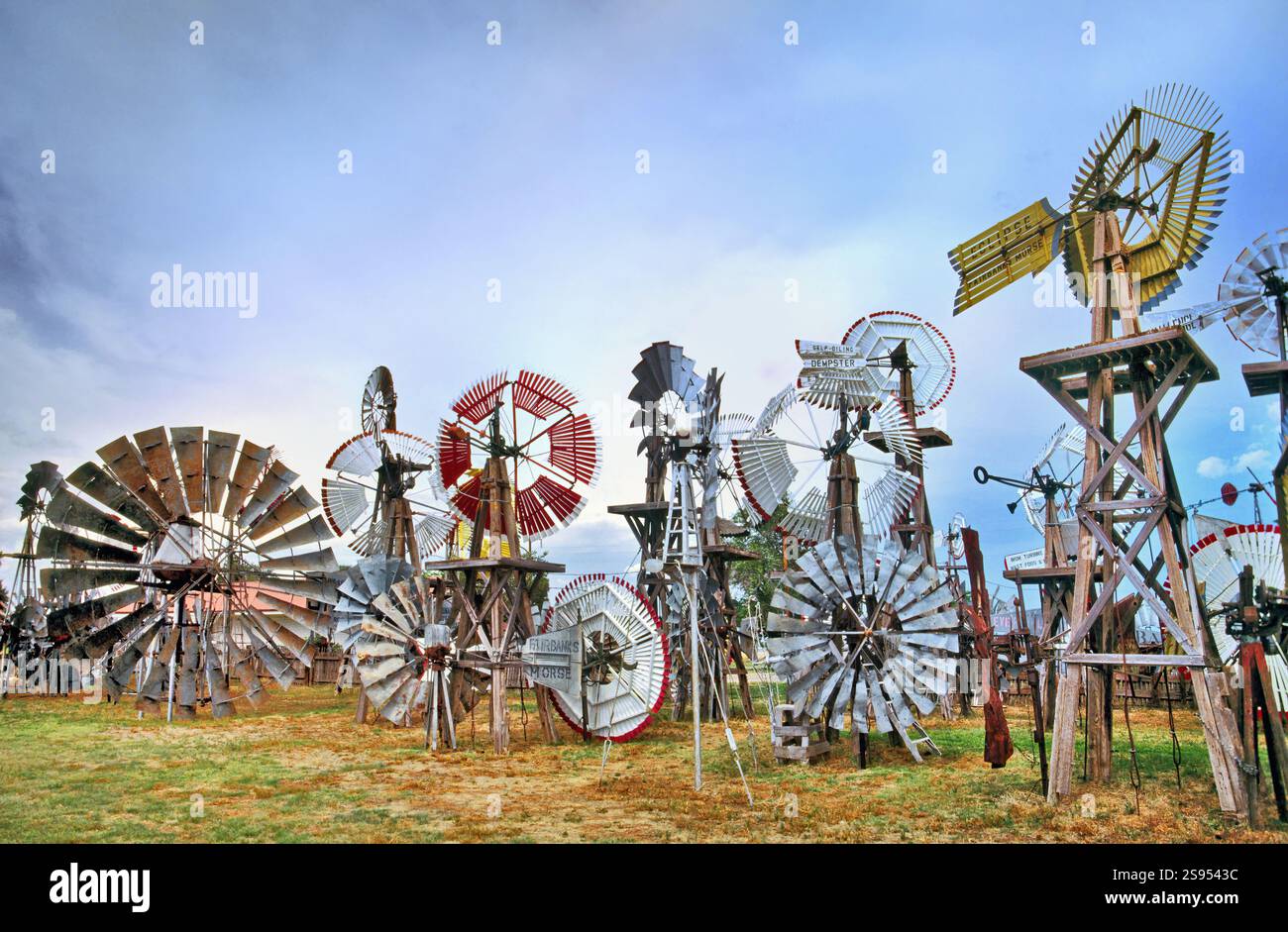 Dalley Windmill Museum, collection de moulins à vent à Portales, Nouveau-Mexique, États-Unis Banque D'Images