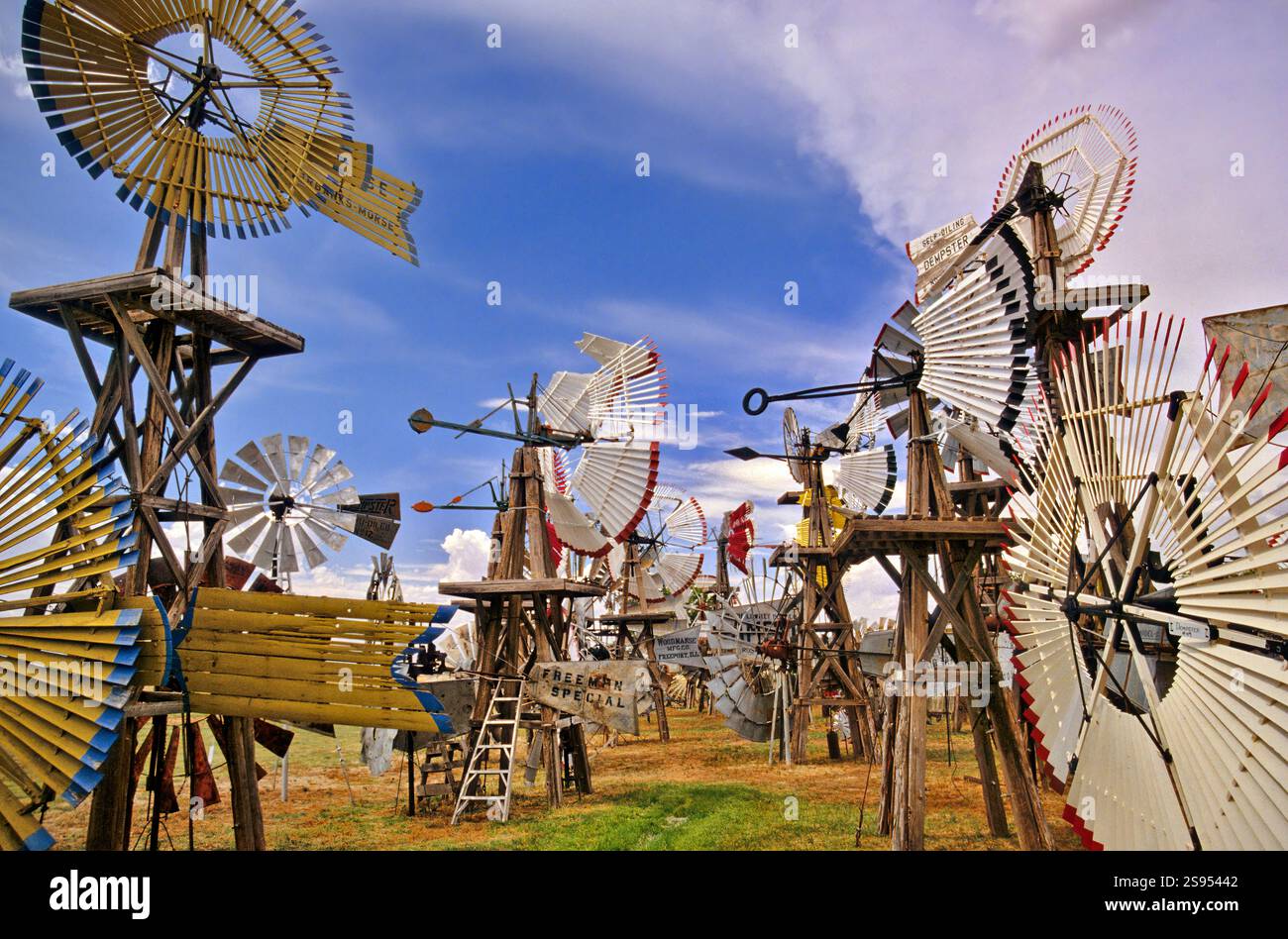 Dalley Windmill Museum, collection de moulins à vent à Portales, Nouveau-Mexique, États-Unis Banque D'Images