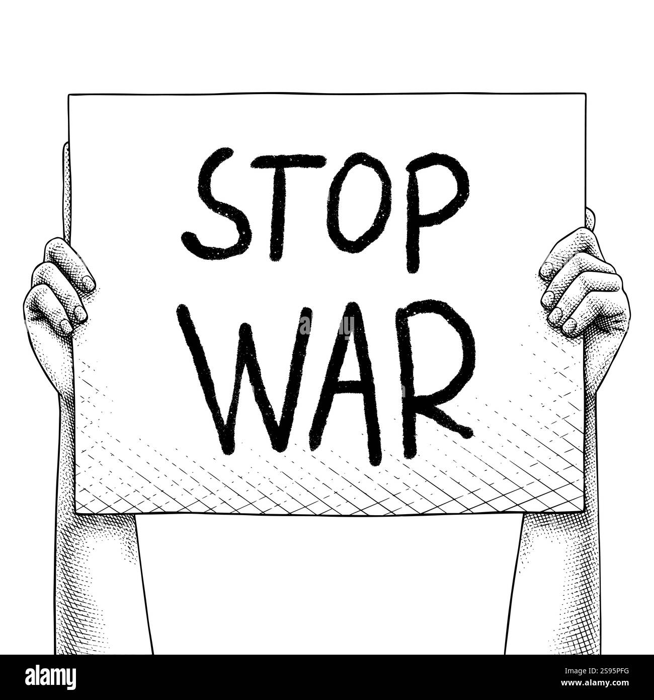 Main lève un signe qui dit Stop War Illustration de Vecteur