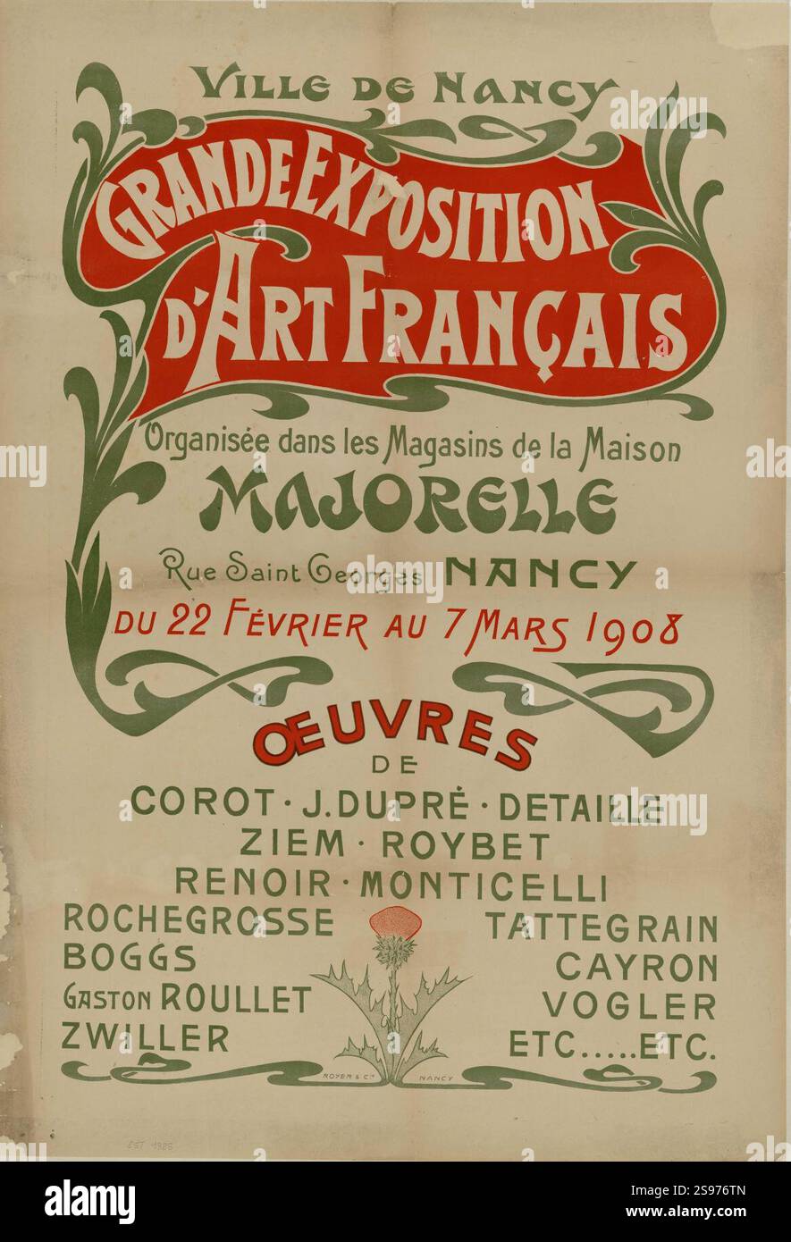 Grande exposition d'art français organisée dans les magasins de la Maison Majorelle rue Saint-George H-FG-AF- Banque D'Images