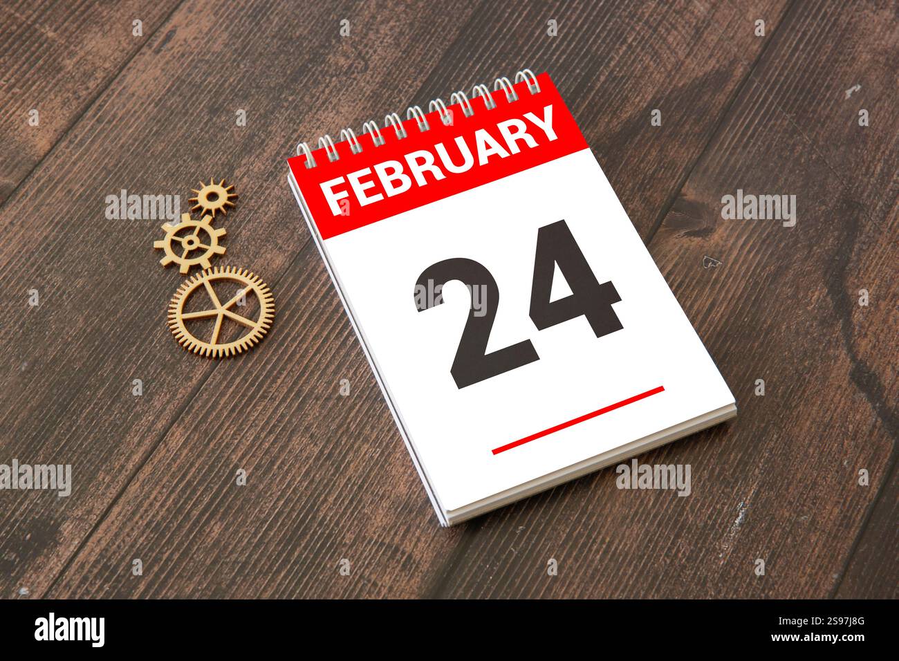Le calendrier de réinitialisation souvenir indique la date du 24 février. Banque D'Images