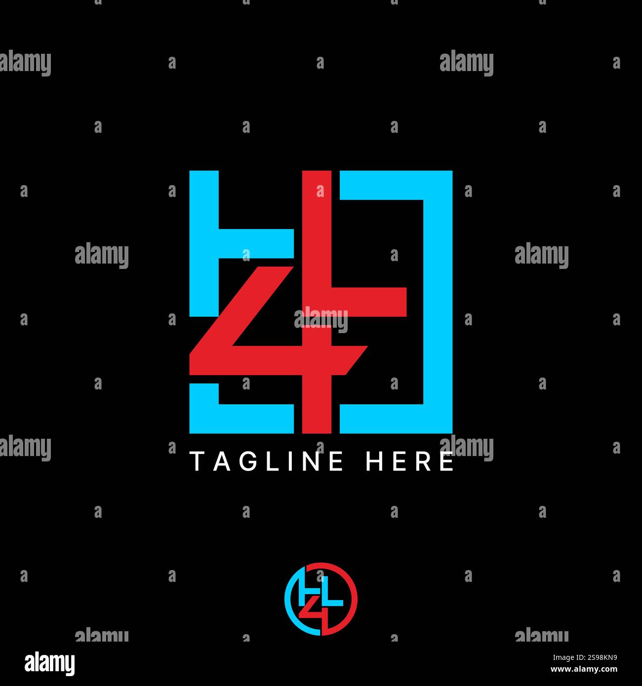 Conception de logo concept graphique créatif vecteur premium image stock graphique initial HL4 H4L ligne carré sport font tech coupe monogramme typographie marque Illustration de Vecteur