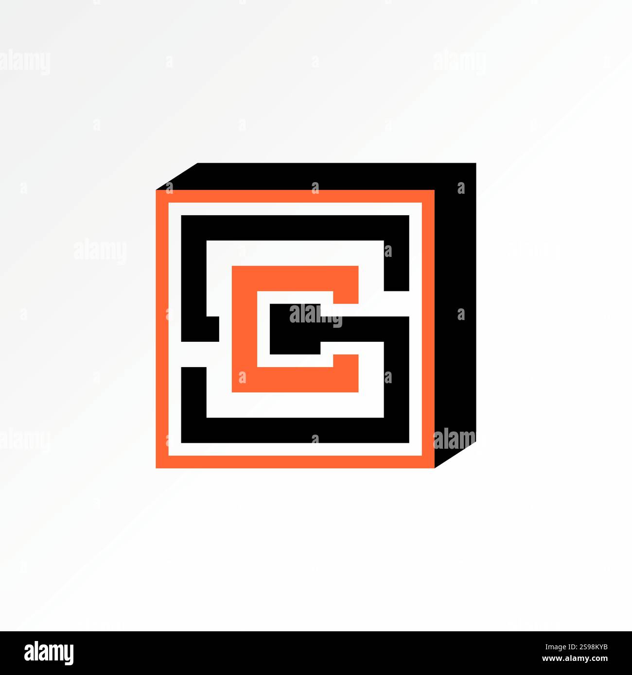 Conception de logo concept graphique créatif premium image stock vectorielle vendez le top initial SC ou CS ligne de police coupé bloc d'espace carré monogramme marque de typographie Illustration de Vecteur