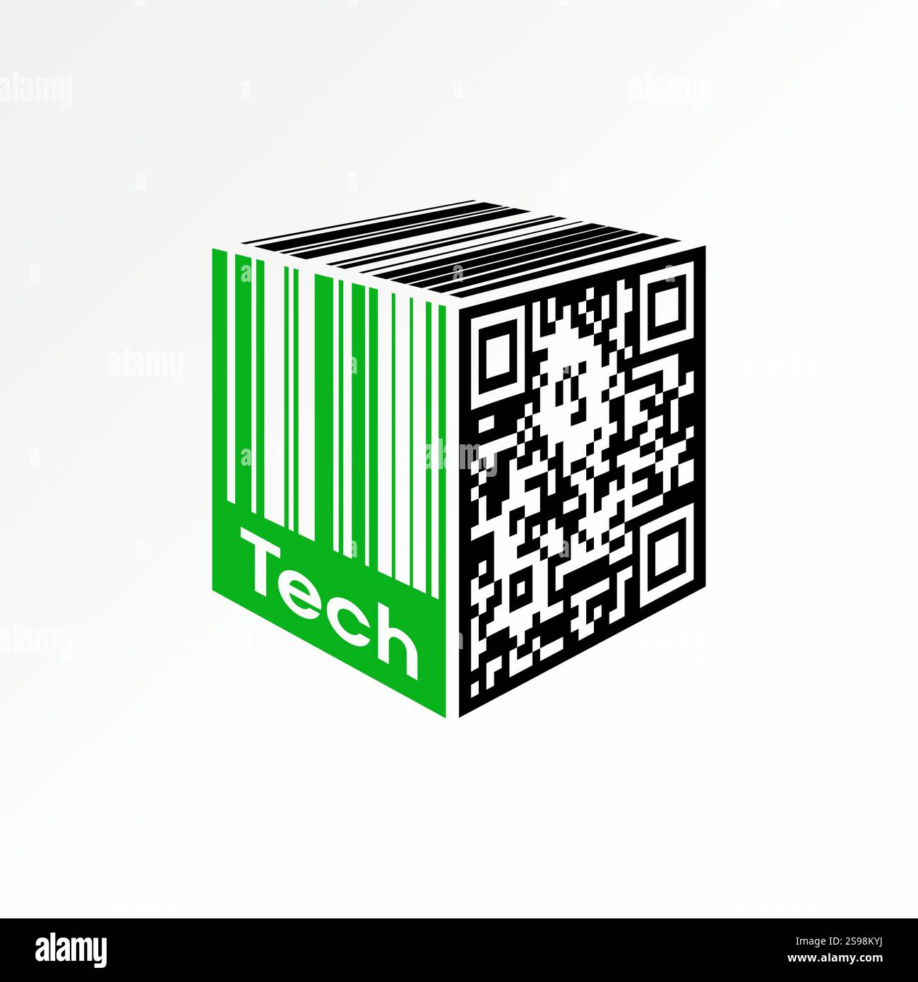 Conception de logo concept graphique créatif premium image stock vectorielle vendre le code à barres code qr étiquette 3D tech ecommerce digital scan check Factory shop Illustration de Vecteur