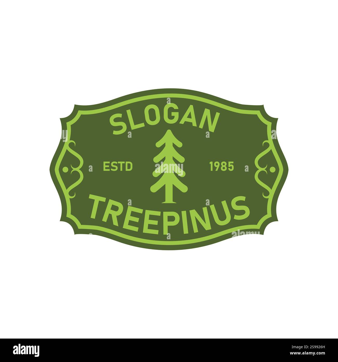 Vintage Pine Tree logo avec Pine Tree élément convient aux entreprises ou aux organisations dans le secteur de l'environnement et des produits naturels. Illustration de Vecteur