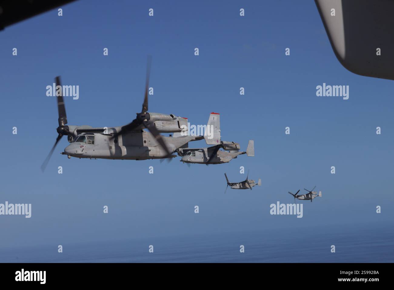 Le MV-22B Ospreys du corps des Marines des États-Unis est affecté au Marine Medium Tiltrotor Squadron (VMM) 363, Marine Aircraft Group 24, 1st Marine Aircraft Wing Banque D'Images