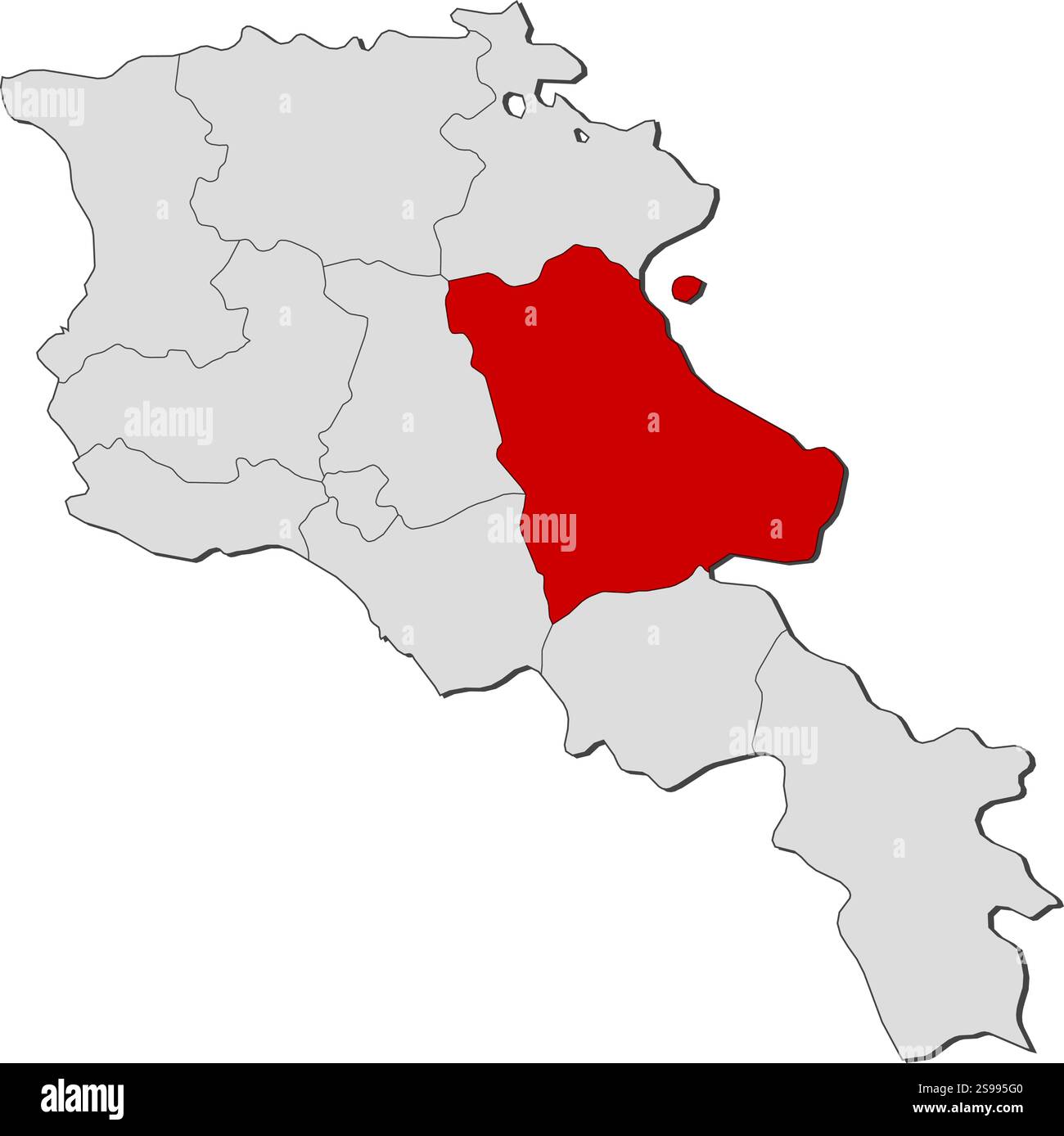 Carte de l'Arménie avec les provinces, Gegharkunik est mis en évidence. Illustration de Vecteur