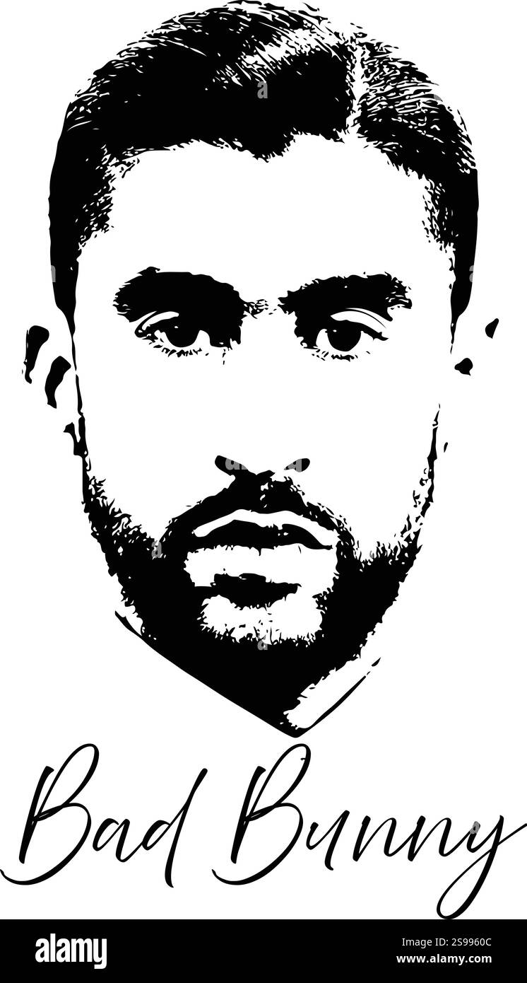 Mauvaise image noir et blanc de chanteur de lapin, mauvaise image vectorielle de lapin Illustration de Vecteur