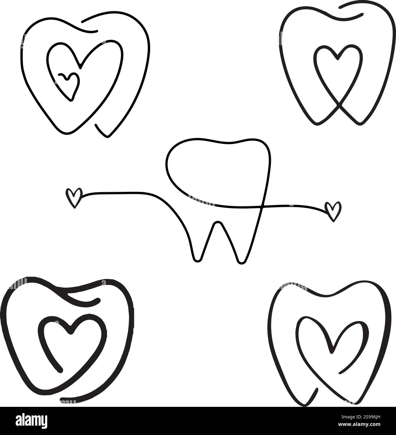 Onde de battement cardiaque, modèle d'impulsion linéaire avec dessin de ligne de vecteur de dent Illustration de Vecteur