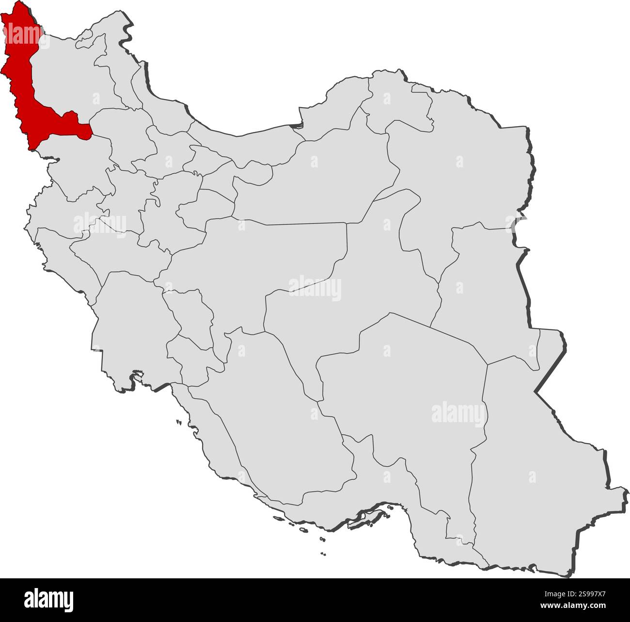 Carte de l'Iran avec les provinces, Azerbaïdjan occidental est mis en évidence. Illustration de Vecteur Carte de l'Iran avec les provinces, Azerbaïdjan occidental est mis en évidence. Illustration de Vecteur