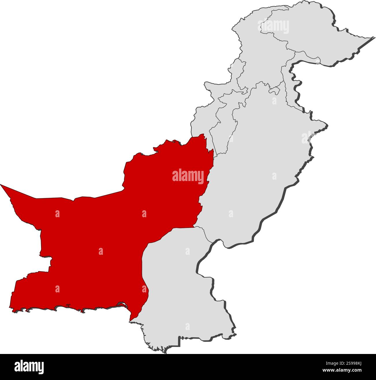 Carte du Pakistan avec les provinces, Baloutchistan est mis en évidence. Illustration de Vecteur
